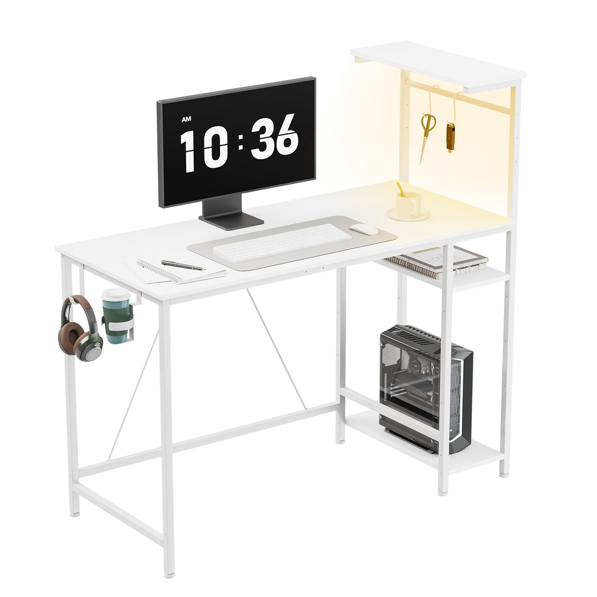 COMHOMA® Reversible Office Gaming Desk with RGB LED Lighting, Hooks and Cup Holder DL007/DL008/DL009