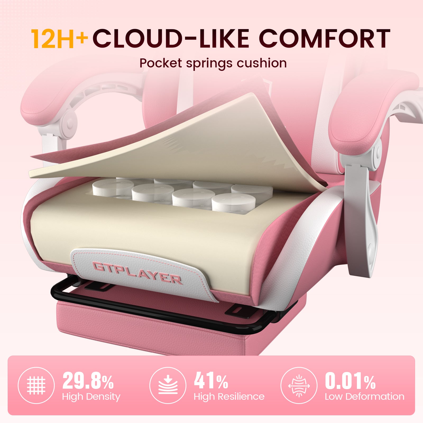 GTPLAYER Gaming Chair with Pocket Spring Cushion & Footrest GT905