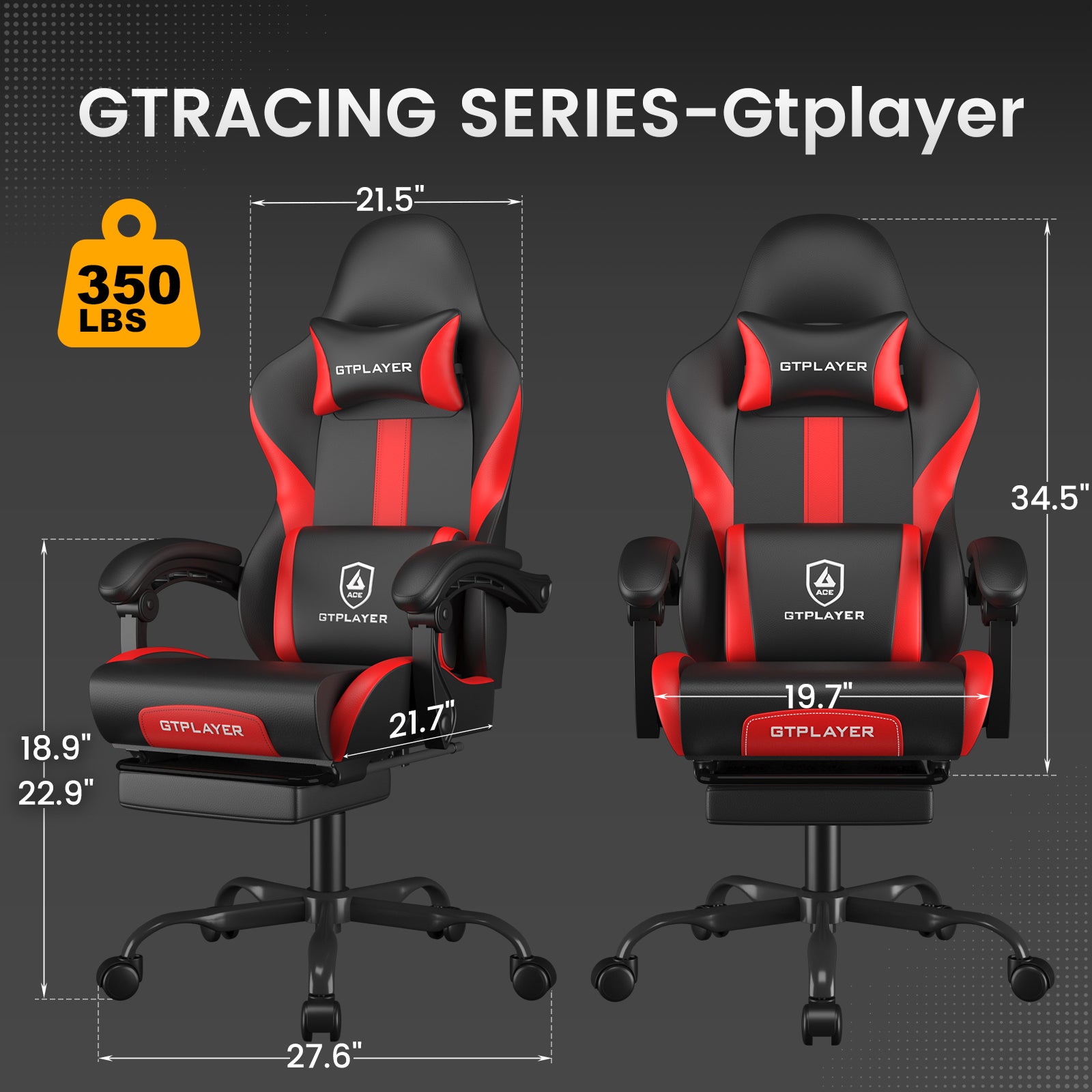 GTPLAYER Gaming Chair with Pocket Spring Cushion & Footrest GT905