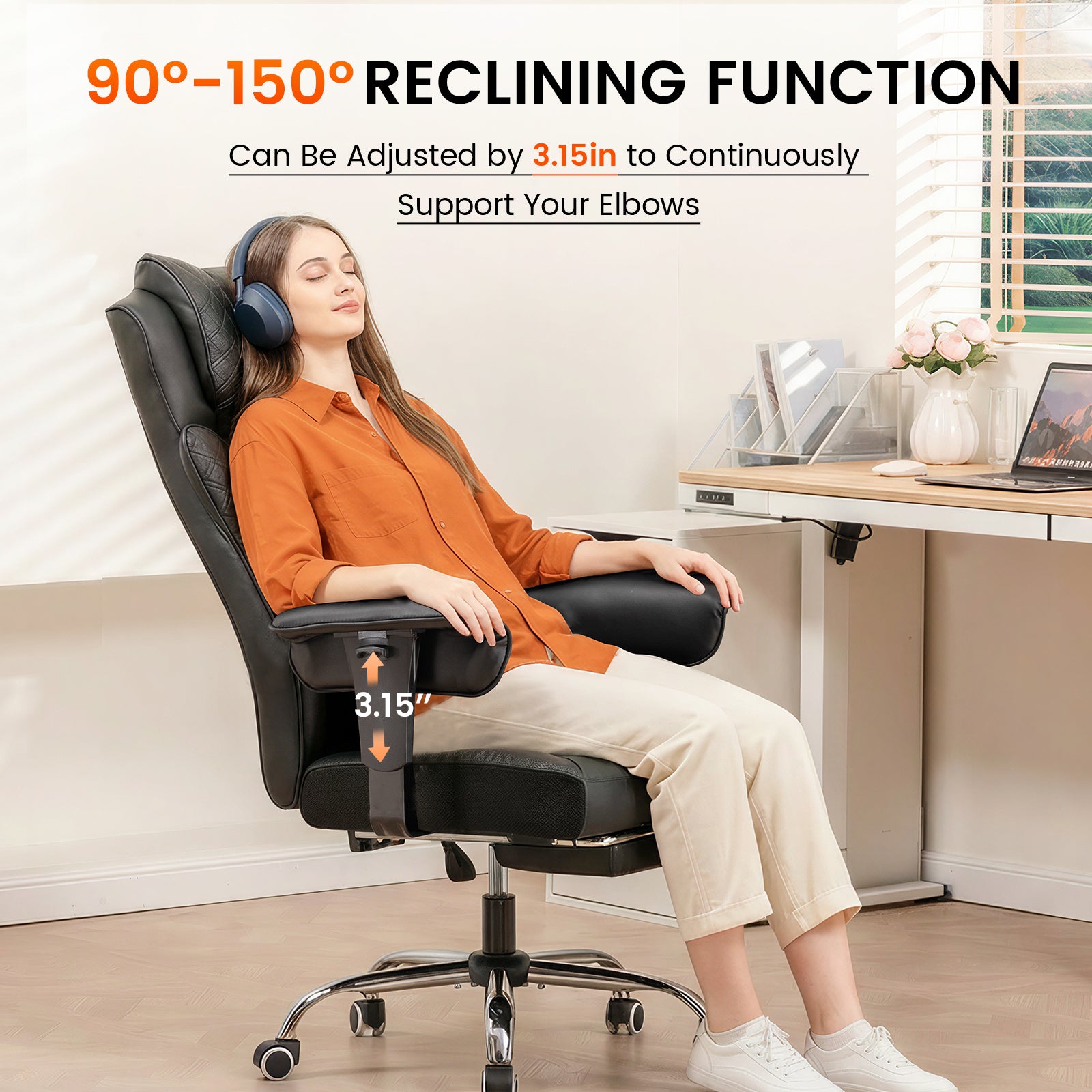 COMHOMA Upgraded Big and Tall Office Chair 400LBS with Adjustable Armrest CH510/CH610