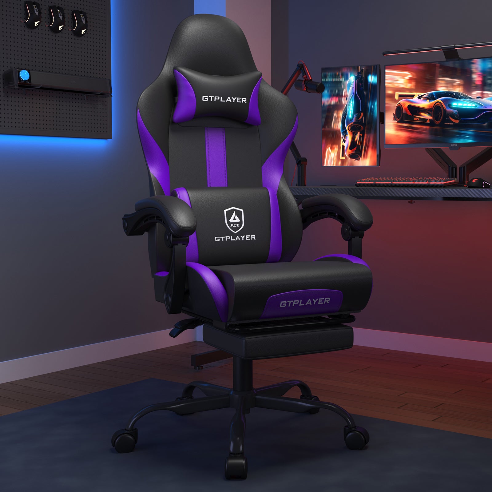 GTPLAYER Gaming Chair with Pocket Spring Cushion & Footrest GT905