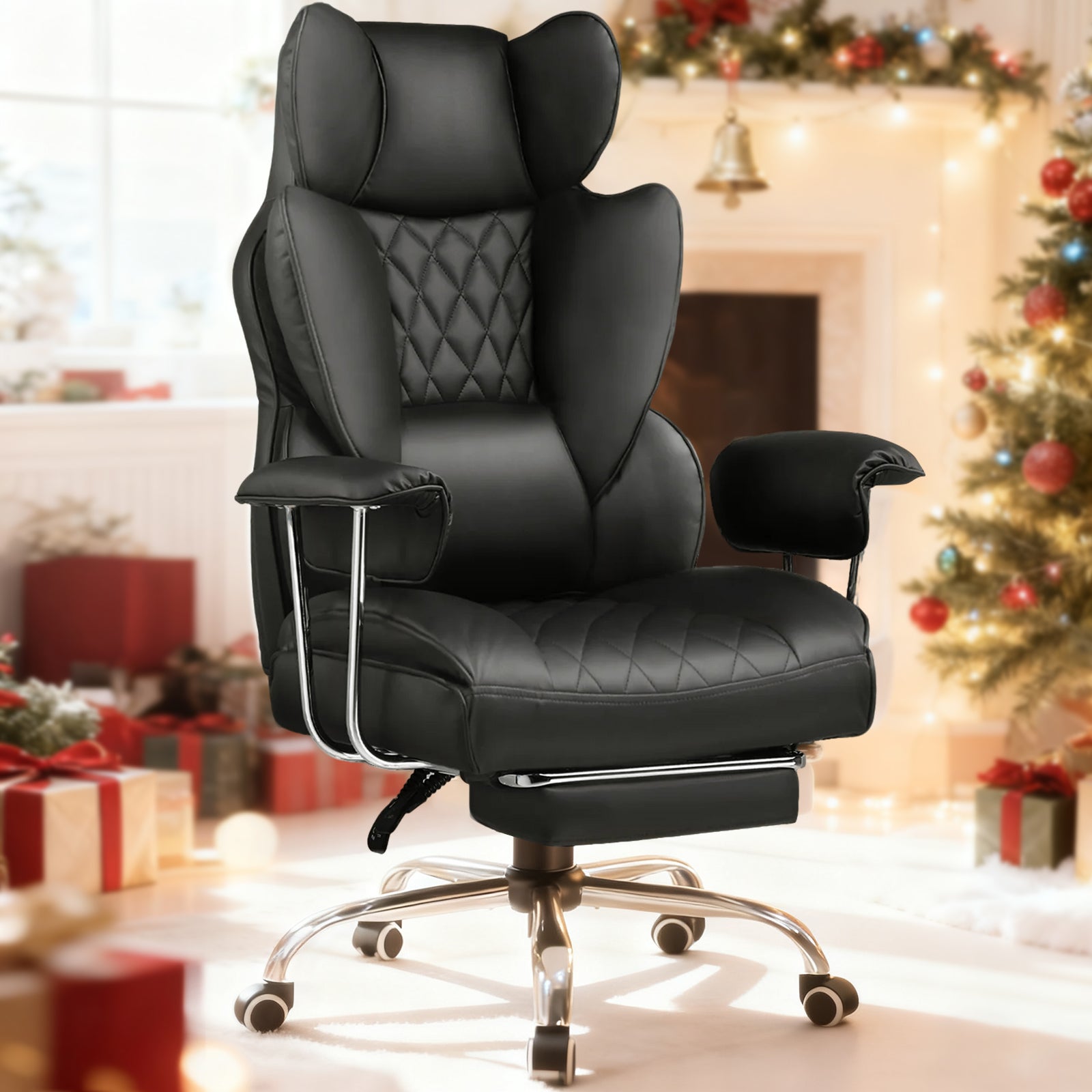 COMHOMA Big and Tall Office Chair with Lumbar Support & Adjustable Footrest GT205