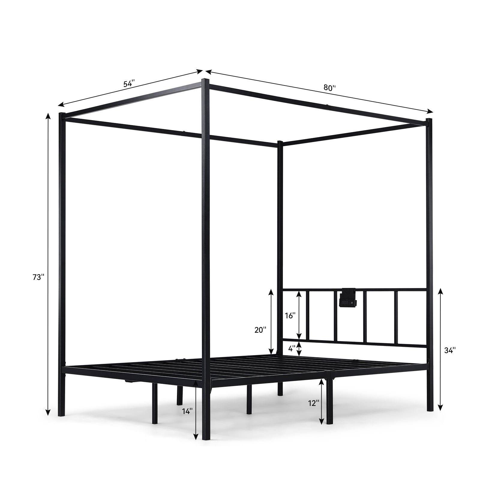 COMHOMA Canopy Bed Frame BF004 WMT