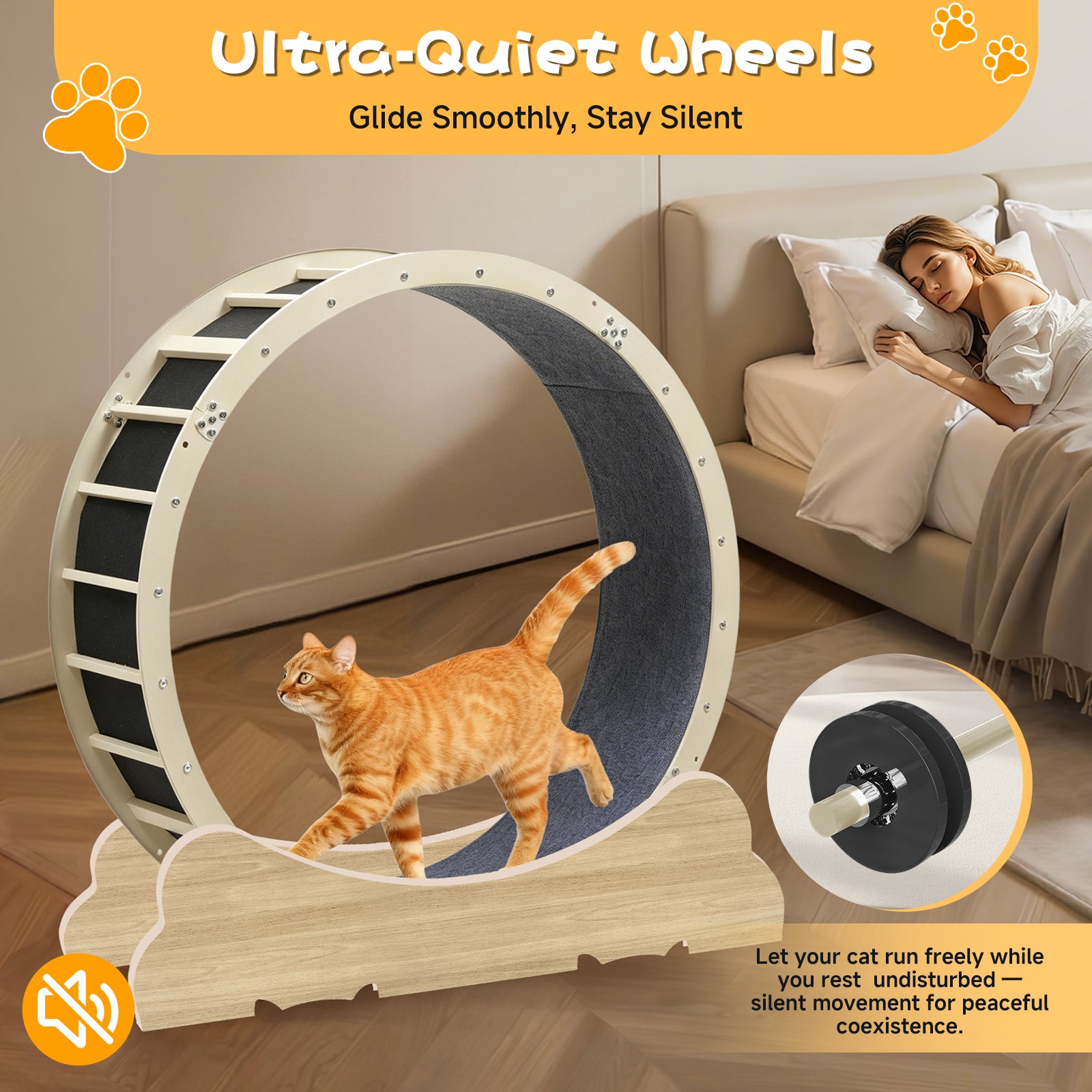 LUCKLIFE® 40" Metal Large Cat Exercise Wheel with Detachable Carpet & Teaser/Stickers, PET-CEW