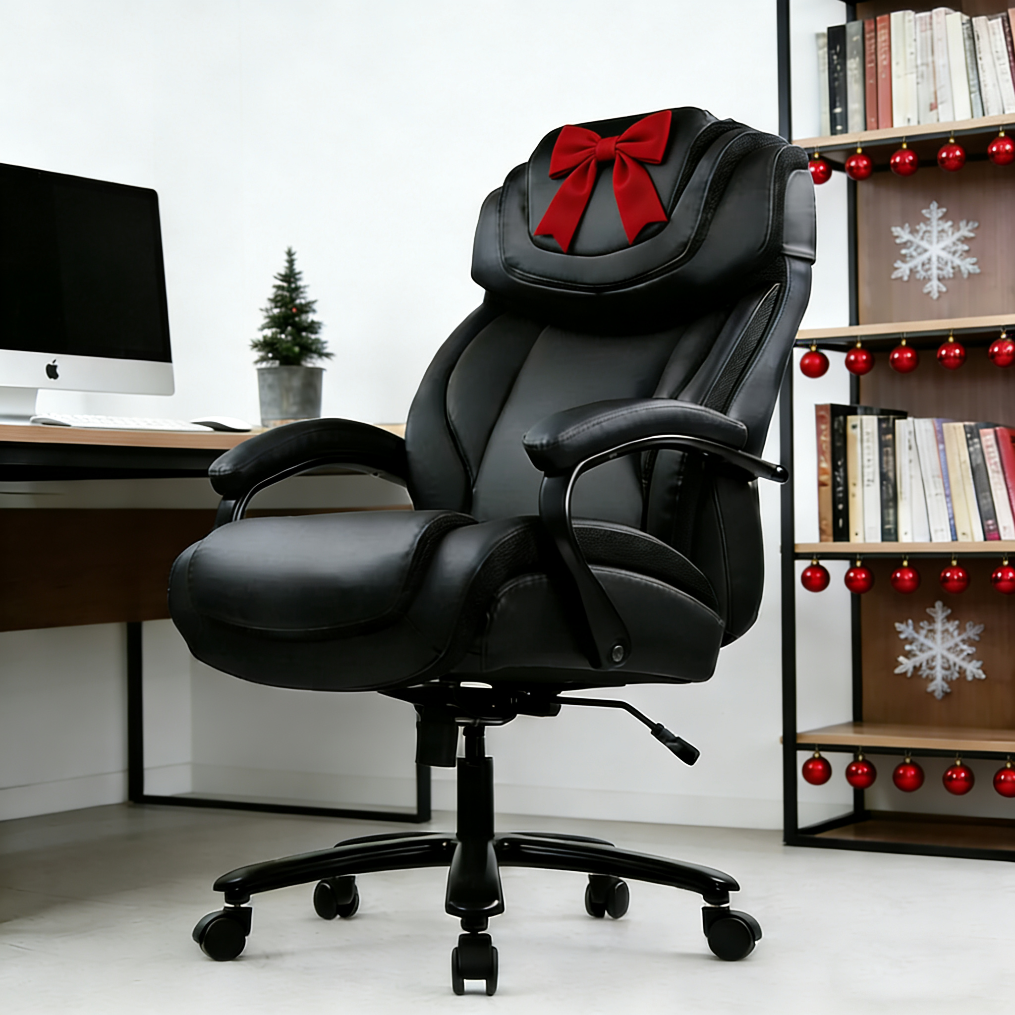 COMHOMA PU Office Chair with Ergonomic Back & Adjustable Headrest CH533