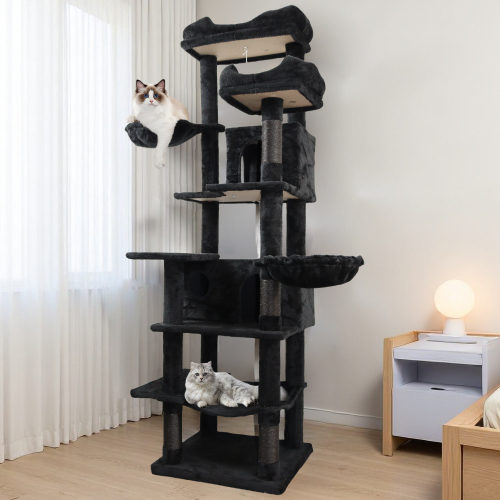 68 inch Multi-Level Cat Tree with Hammocks, Hanging Basket, Scratching Posts - Perfect for Multiple Cats CHT1