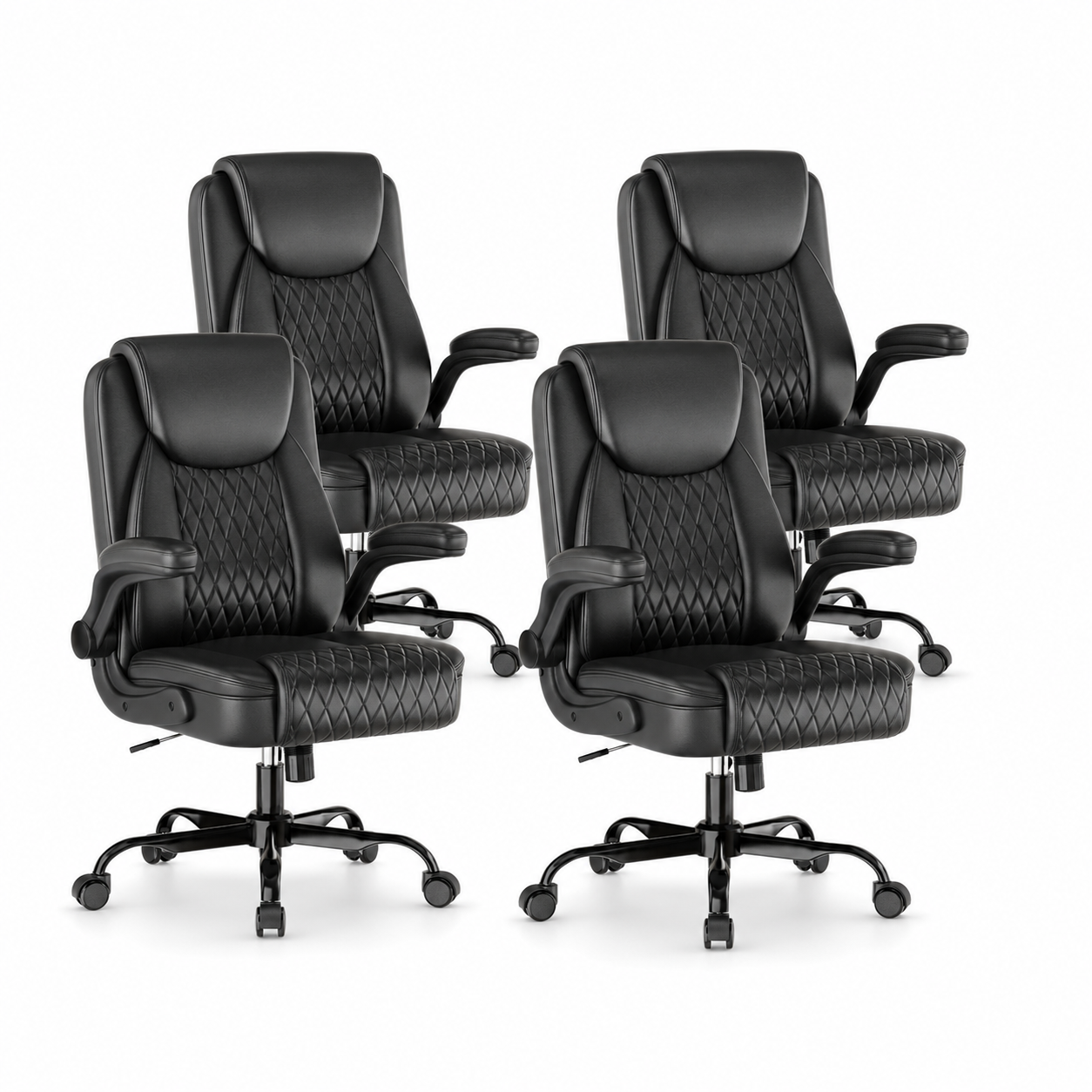 CloudRest Pro® Rocking Leather Office Chair with Back Support and Flip-up Armrests, for Short People Use