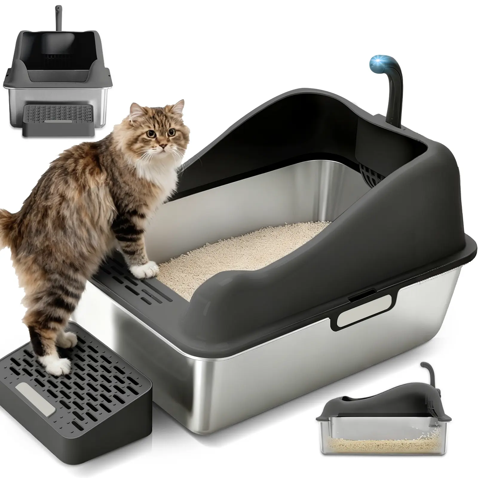 COMHOMA® XL Stainless Steel Cat Litter Box