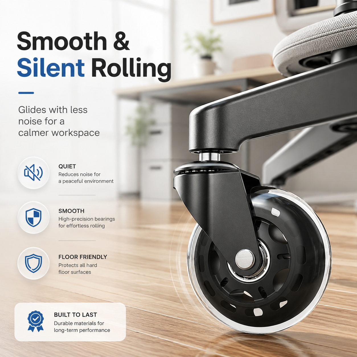 COMHOMA Office Chair Caster Wheels Replacement 3 Inch Roller Blade, Set of 5 Casters, CH512