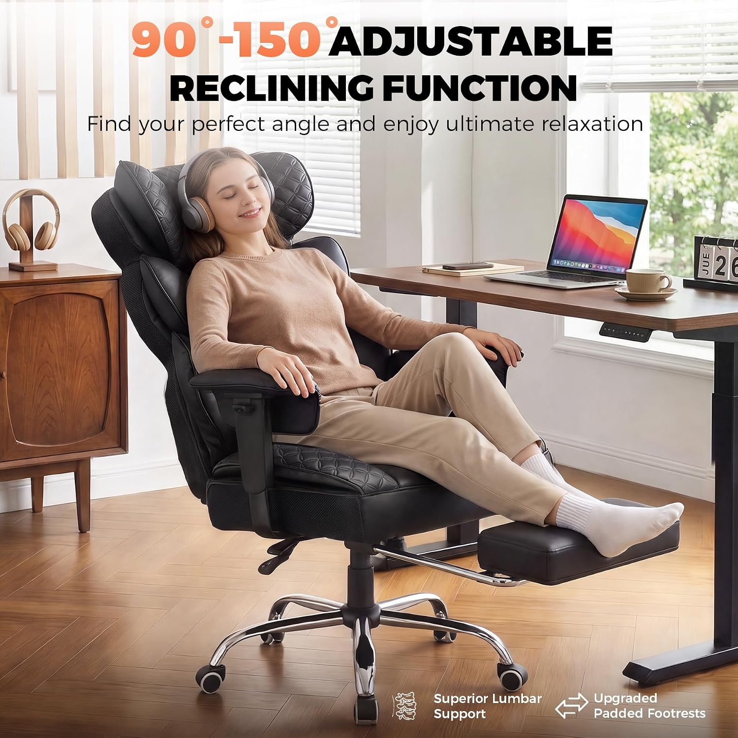GTPLAYER® Big and Tall Office Chair, 90°-150° Recline High Back 400LBS CH910