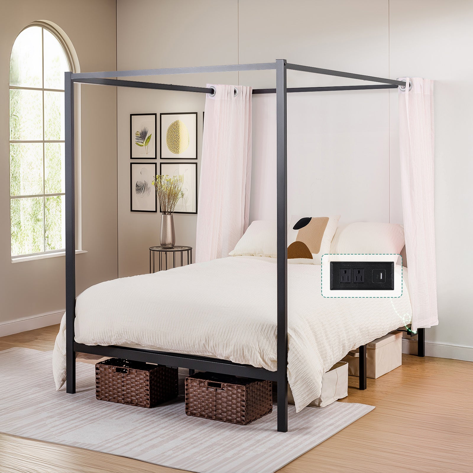 COMHOMA Canopy Bed Frame BF004 WMT