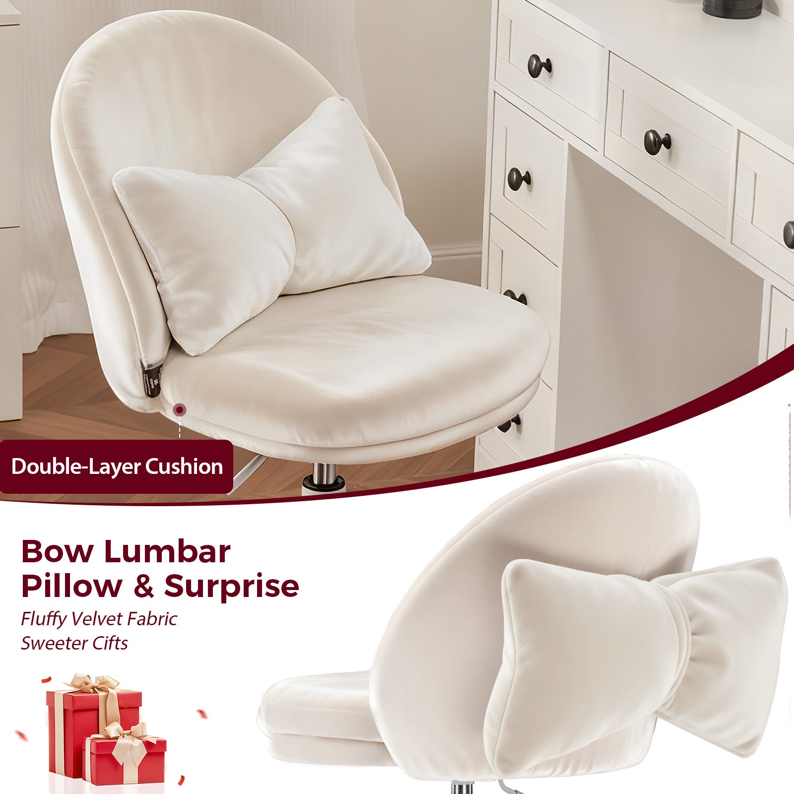 VINGLI Modern Multifunctional Criss Cross Chair For Office/Vanity/Kitchen CH710