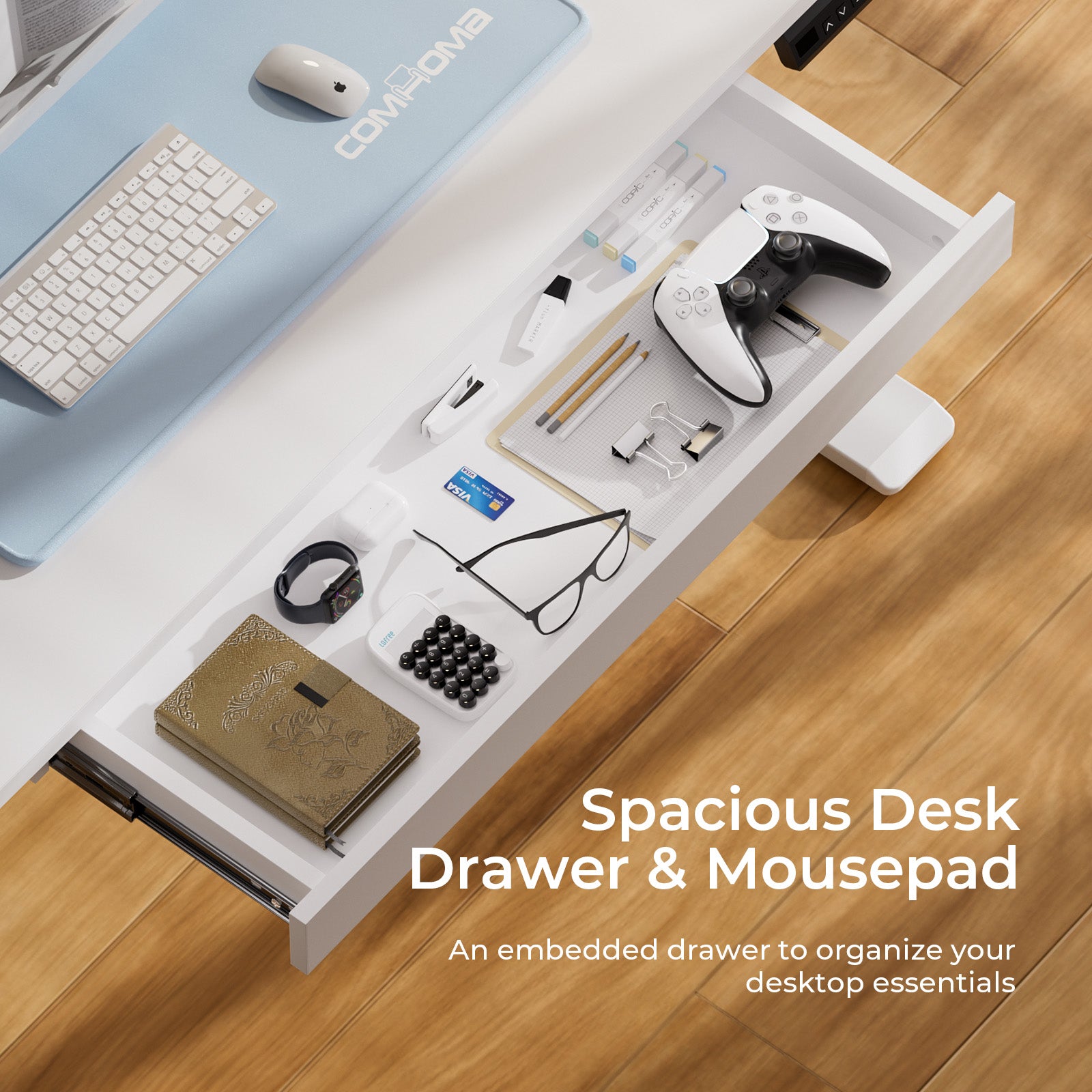 COMHOMA Electric Height Adjustable Desk with Drawers DTS118