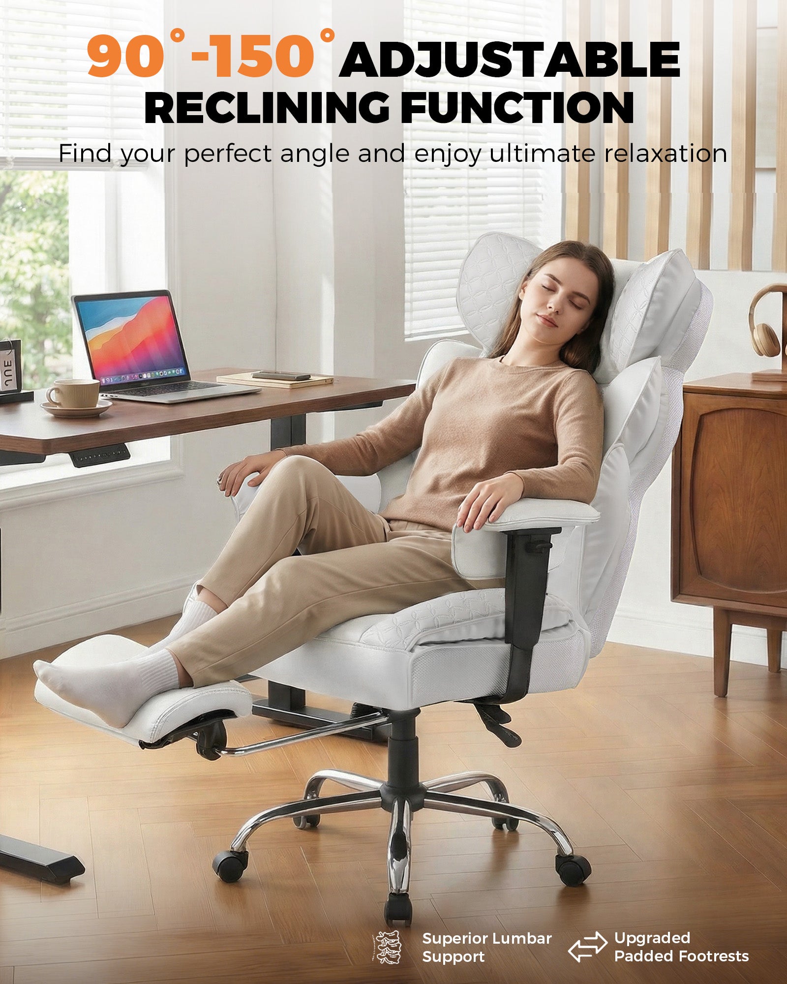 Heavy Duty Big and Tall Office Chair, 90°-150° Recline High Back CH910