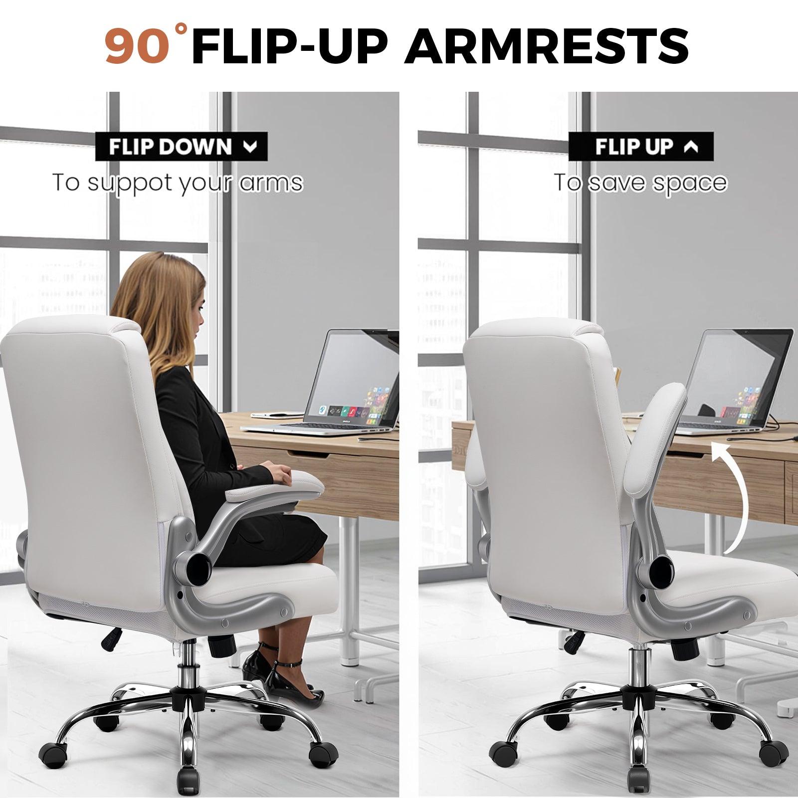 COMHOMA Big and Tall Office Chair, 400LBS Wide Seat Ergonomic Chair, High Back Executive Leather Chair CH227