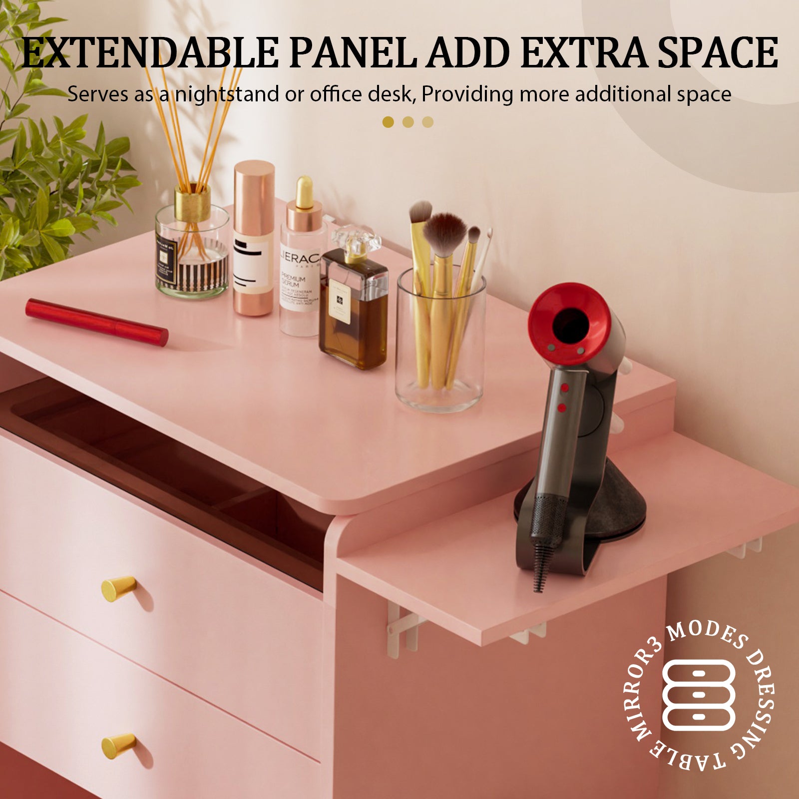 COMHOMA Small 3 in 1 Makeup Vanity Desk with Mirror and Lights B400