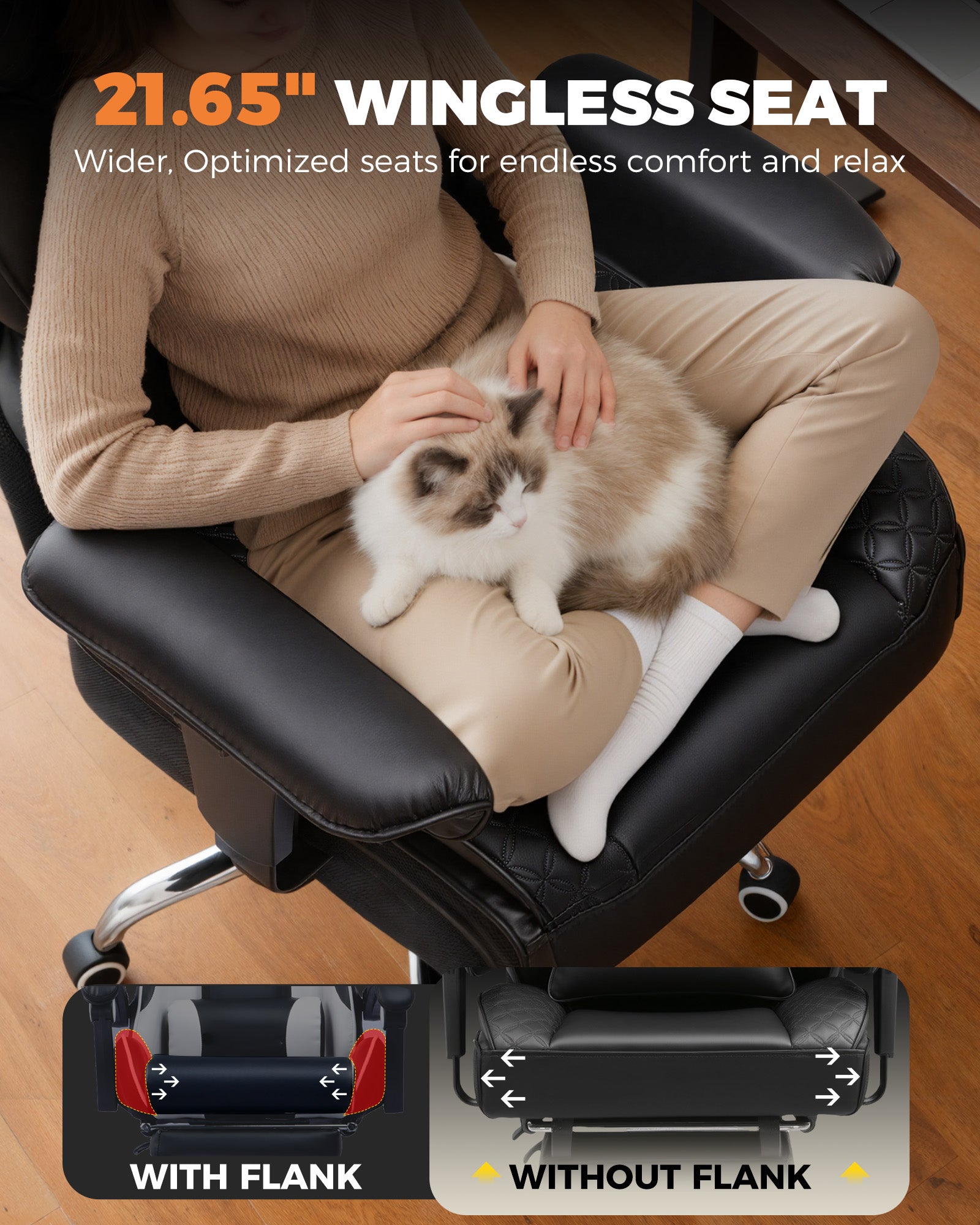 GTPLAYER Big and Tall Office Chair, 90°-150° Recline High Back CH910