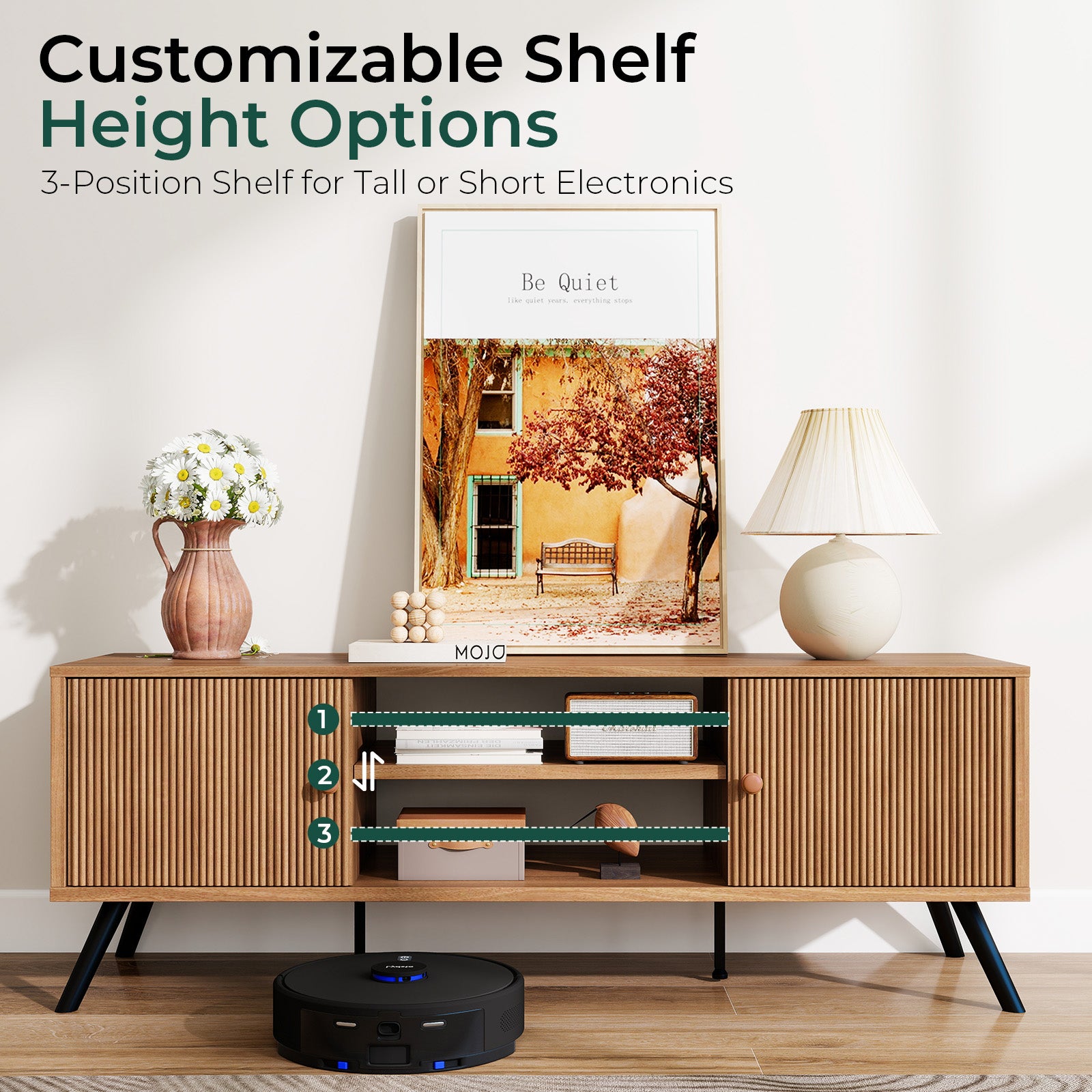 COMHOMA TV Stand, Mid Century Modern Entertainment Center for 55/60/65 Inch TVs