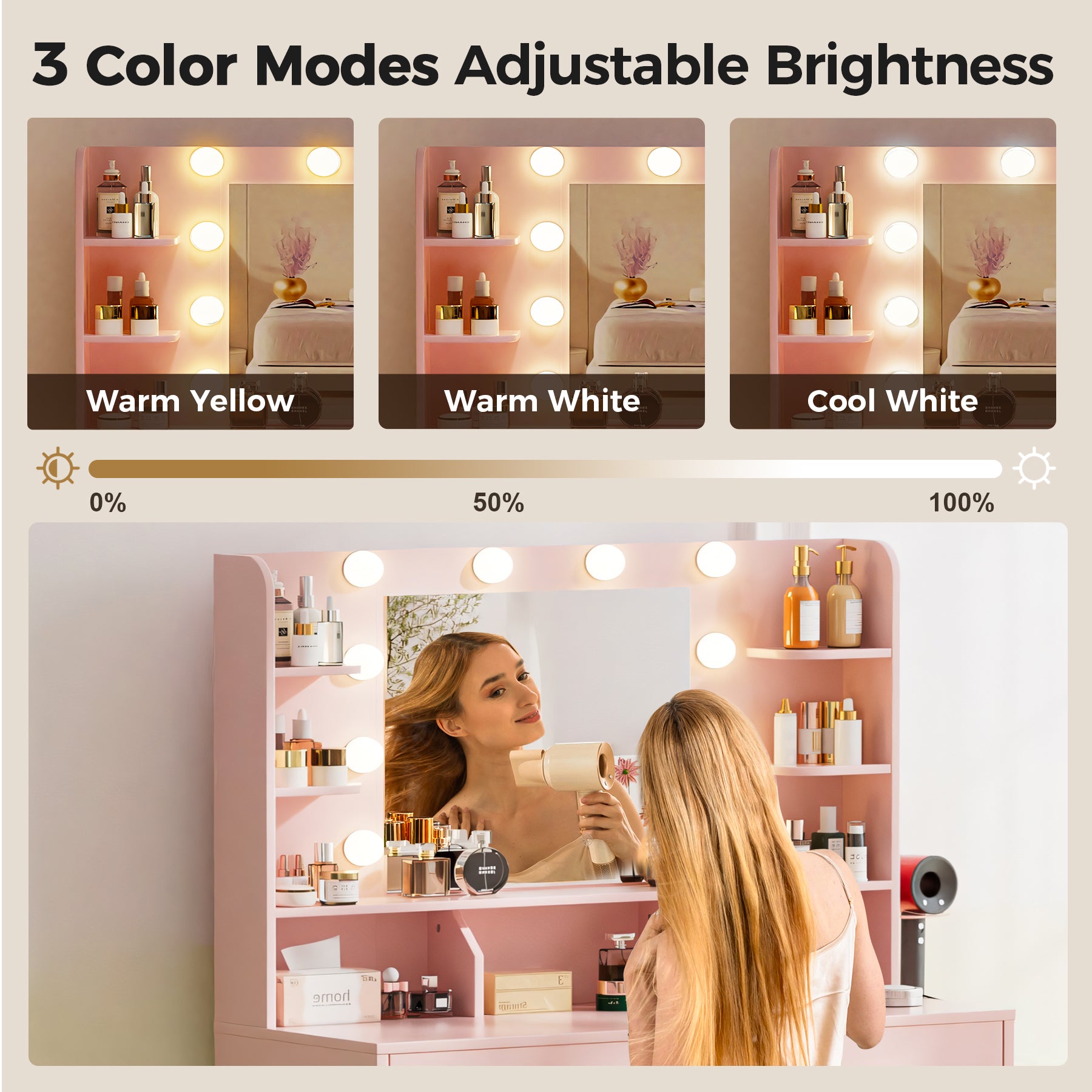 COMHOMA Vanity Desk for Girls B1004 WMT