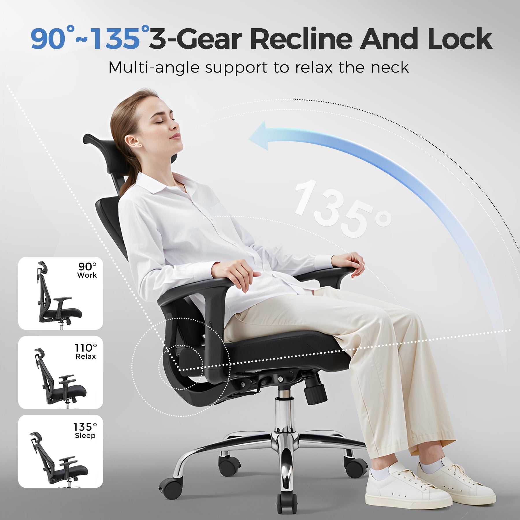 COMHOMA Mesh Office Chair Big and Tall 350 LBS CH226 (No Footrest)