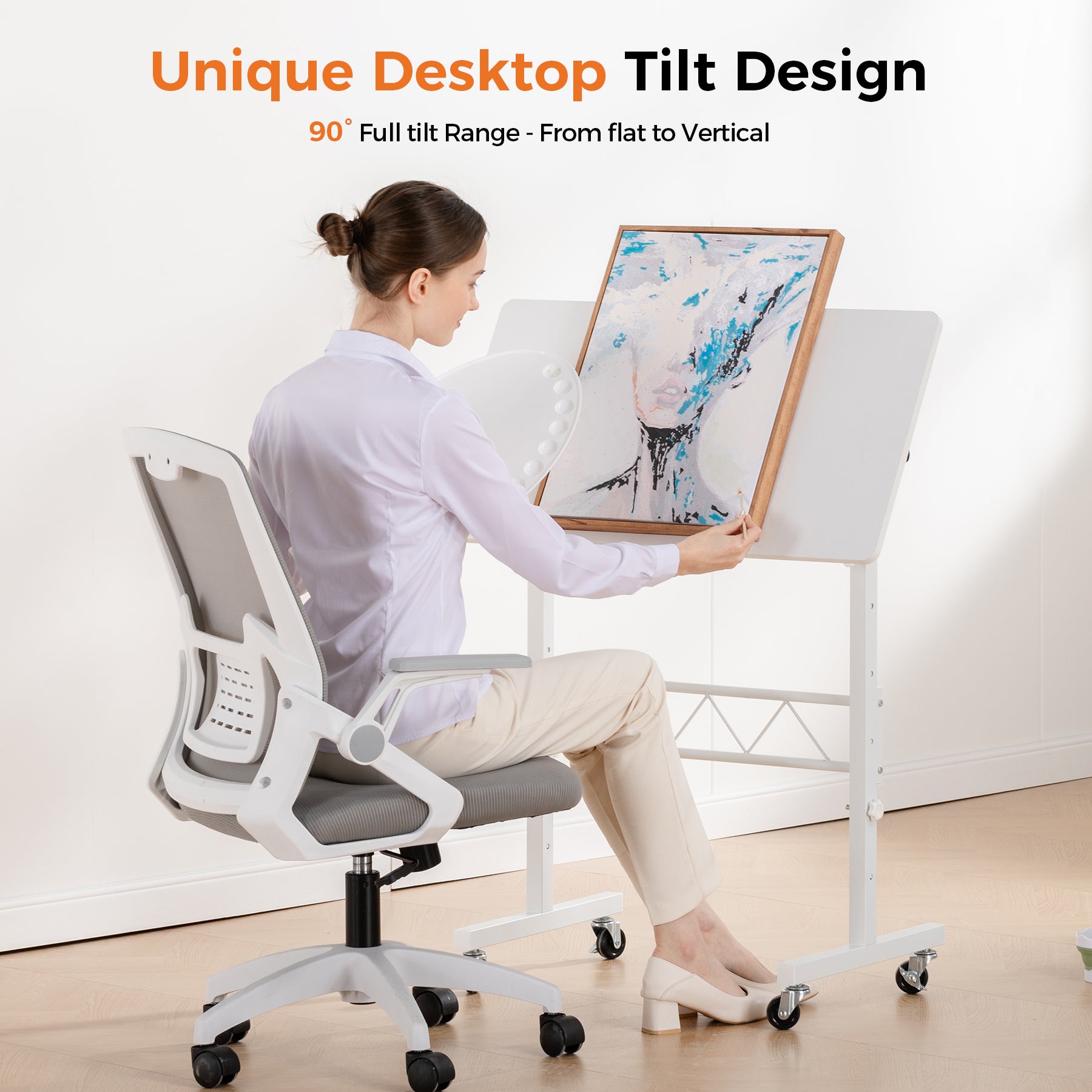 Standing Desk Adjustable Height & Tiltable Tabletop-DH005-WMT