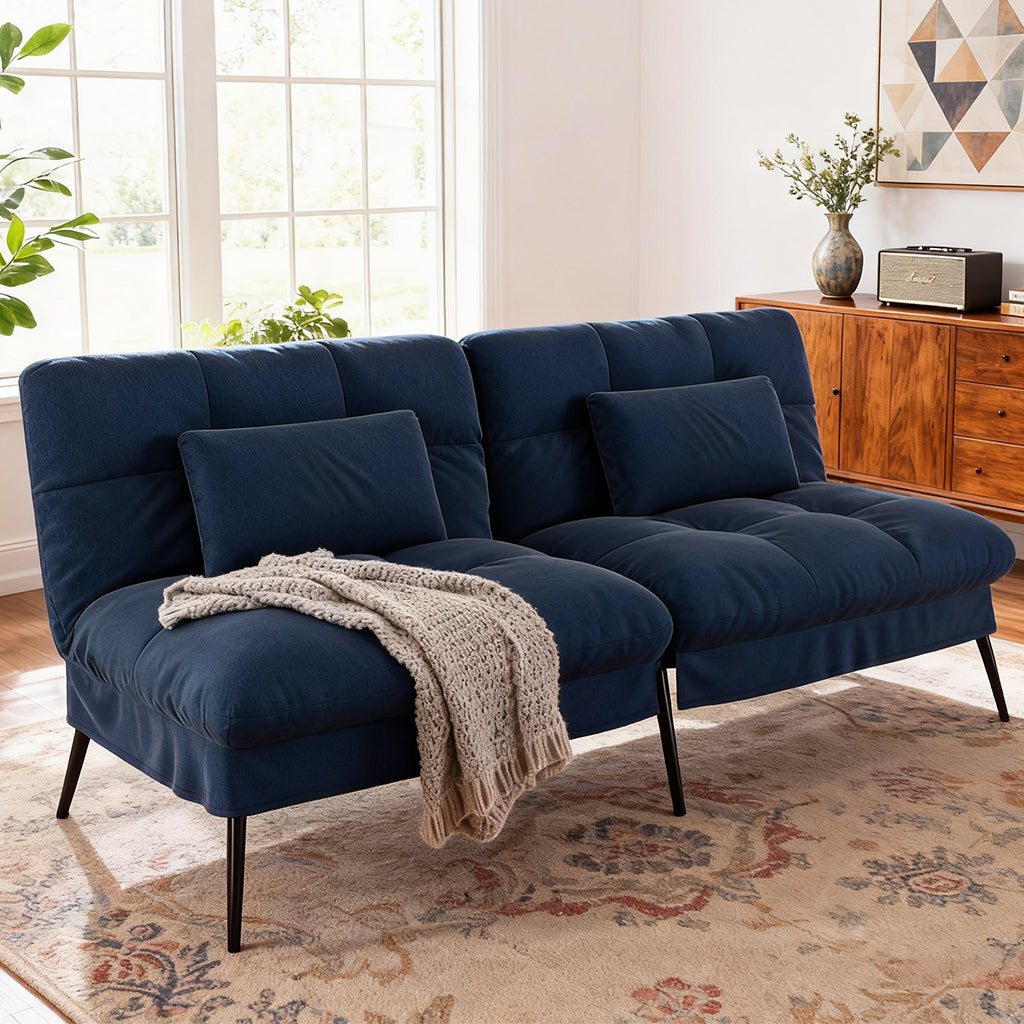 COMHOMA® 72“ Convertible Futon Sofa Bed with Adjustable Backrest B001