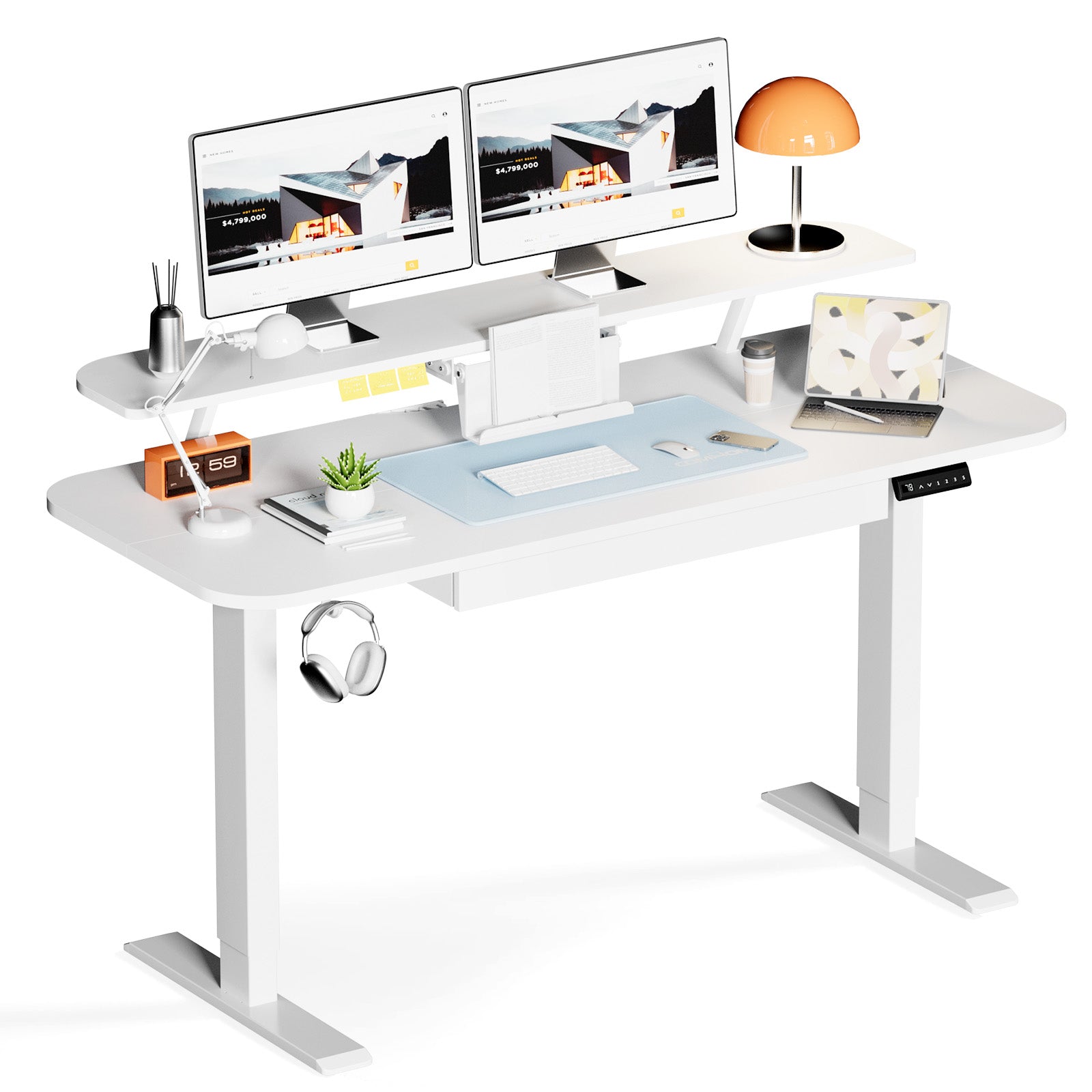 COMHOMA Electric Height Adjustable Desk with Drawers DTS118