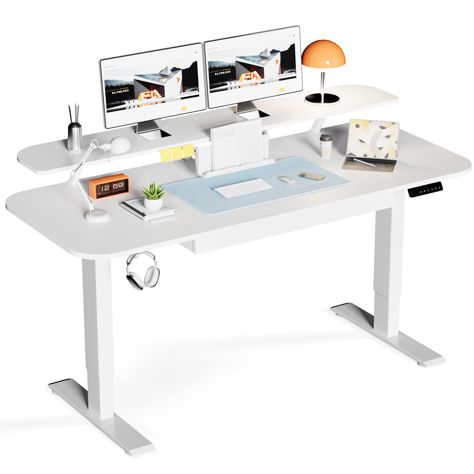 COMHOMA Electric Height Adjustable Desk with Drawers DTS118