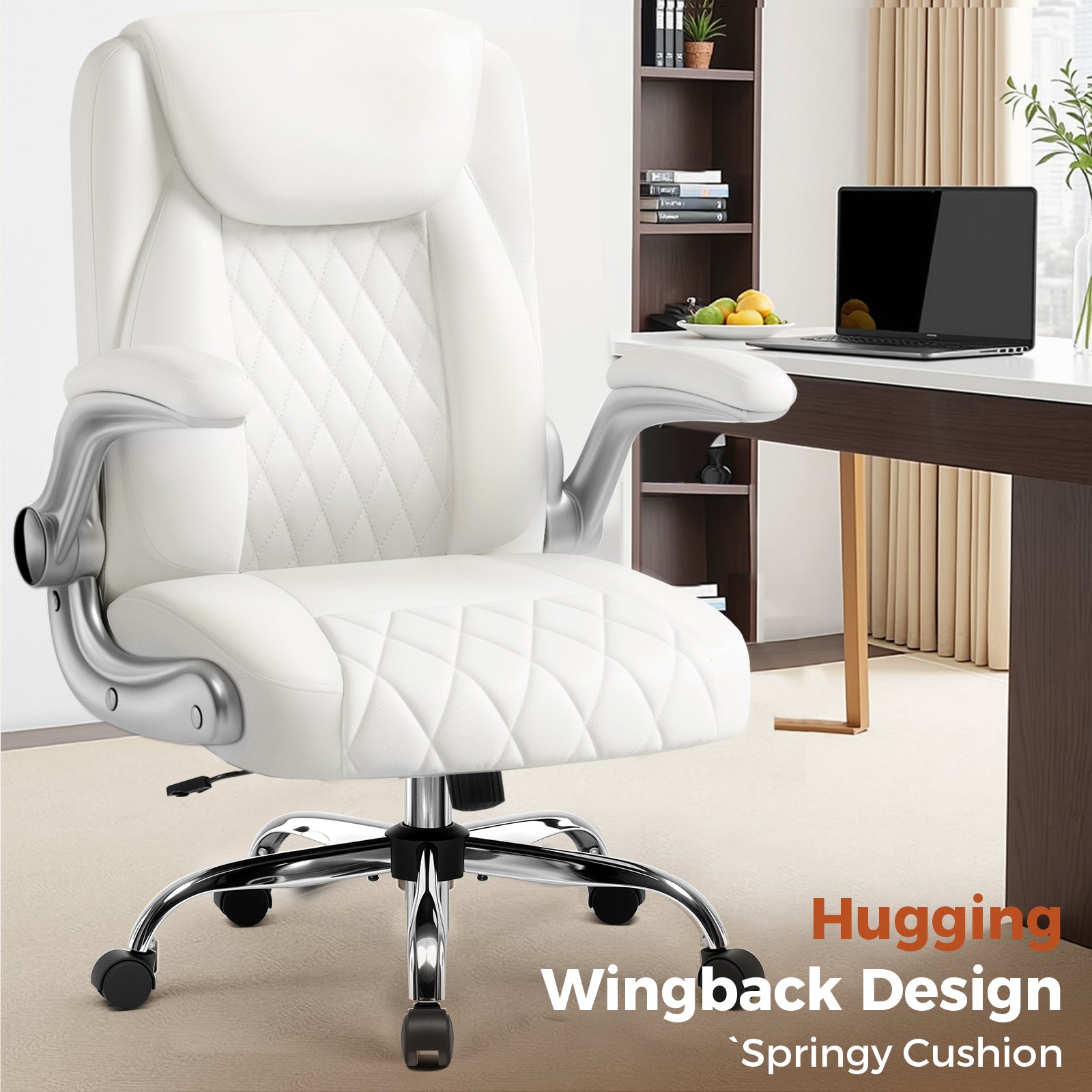 COMHOMA Big and Tall Office Chair, 400LBS Wide Seat Ergonomic Chair, High Back Executive Leather Chair CH227
