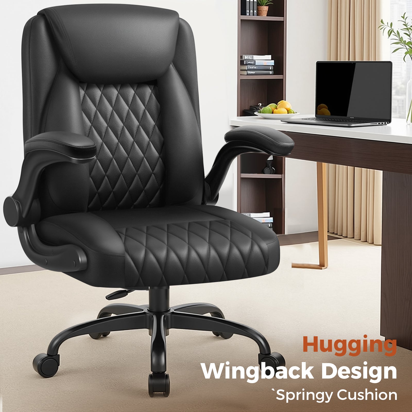 COMHOMA Big and Tall Office Chair, 400LBS Wide Seat Ergonomic Chair, High Back Executive Leather Chair CH227