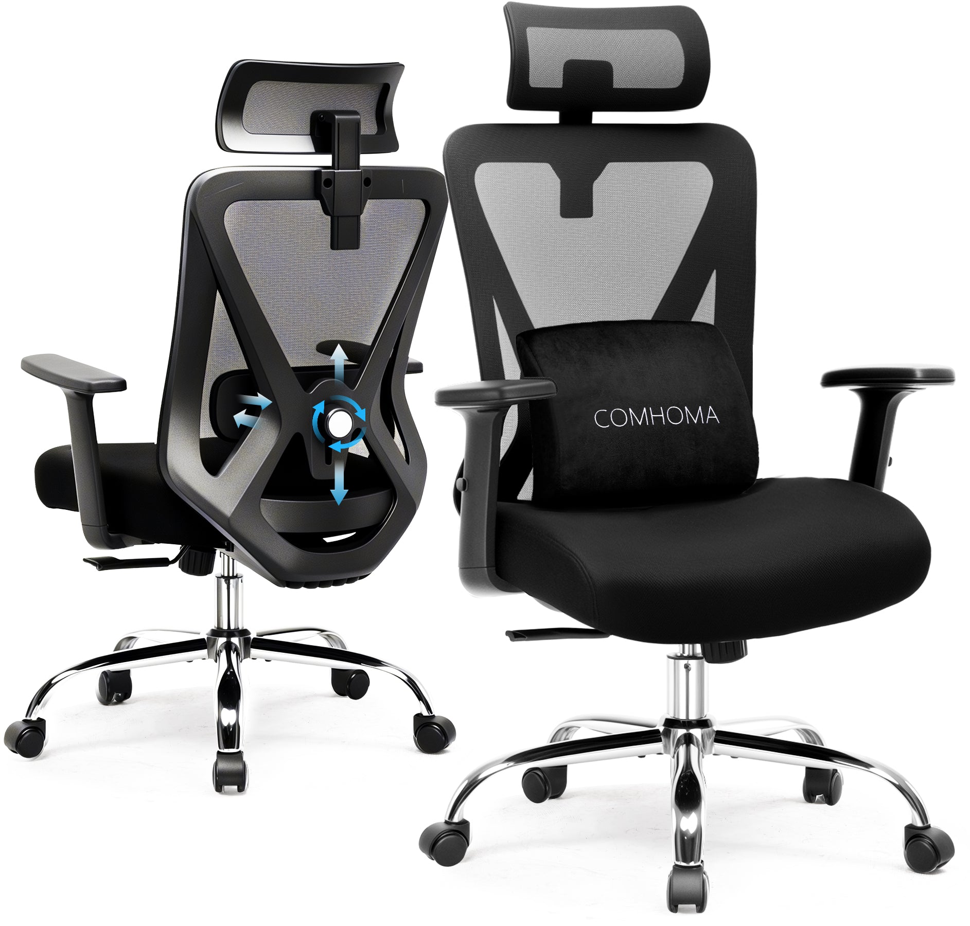 COMHOMA Mesh Office Chair Big and Tall 350 LBS CH226 (No Footrest)