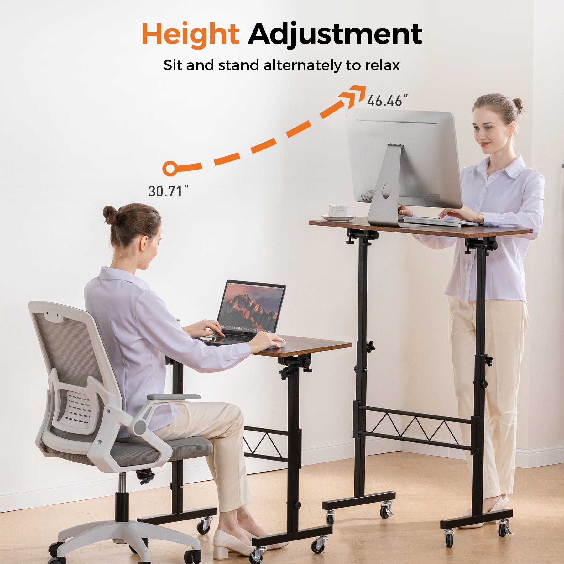 Standing Desk Adjustable Height & Tiltable Tabletop-DH005-WMT