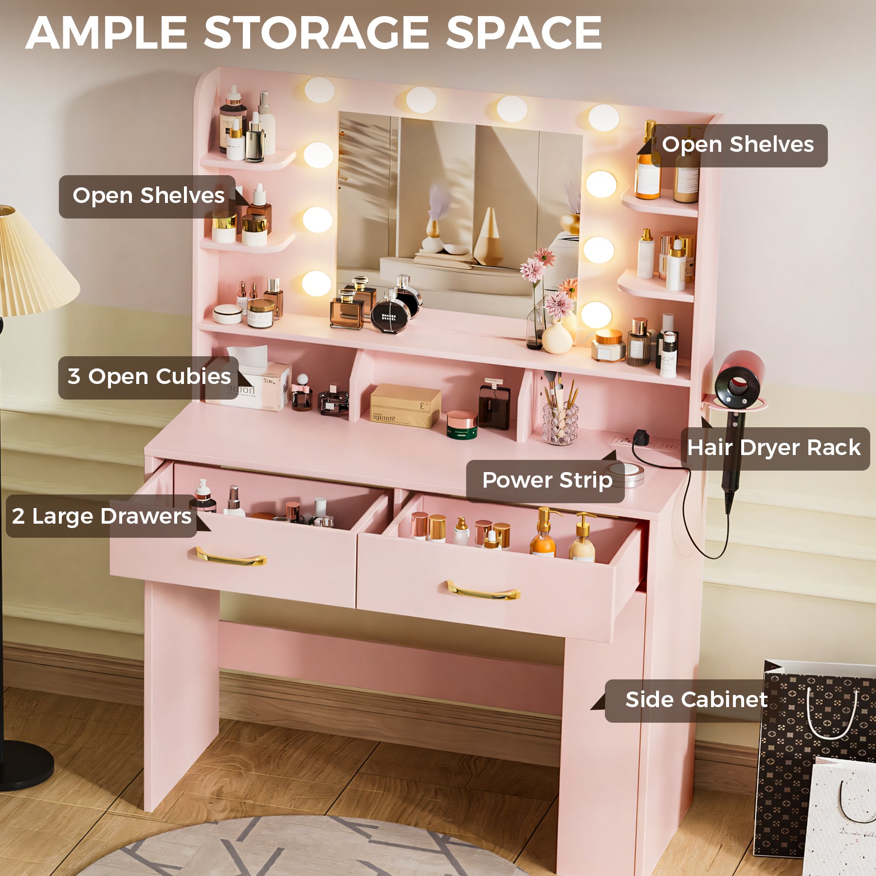 COMHOMA Vanity Desk for Girls B1004 WMT