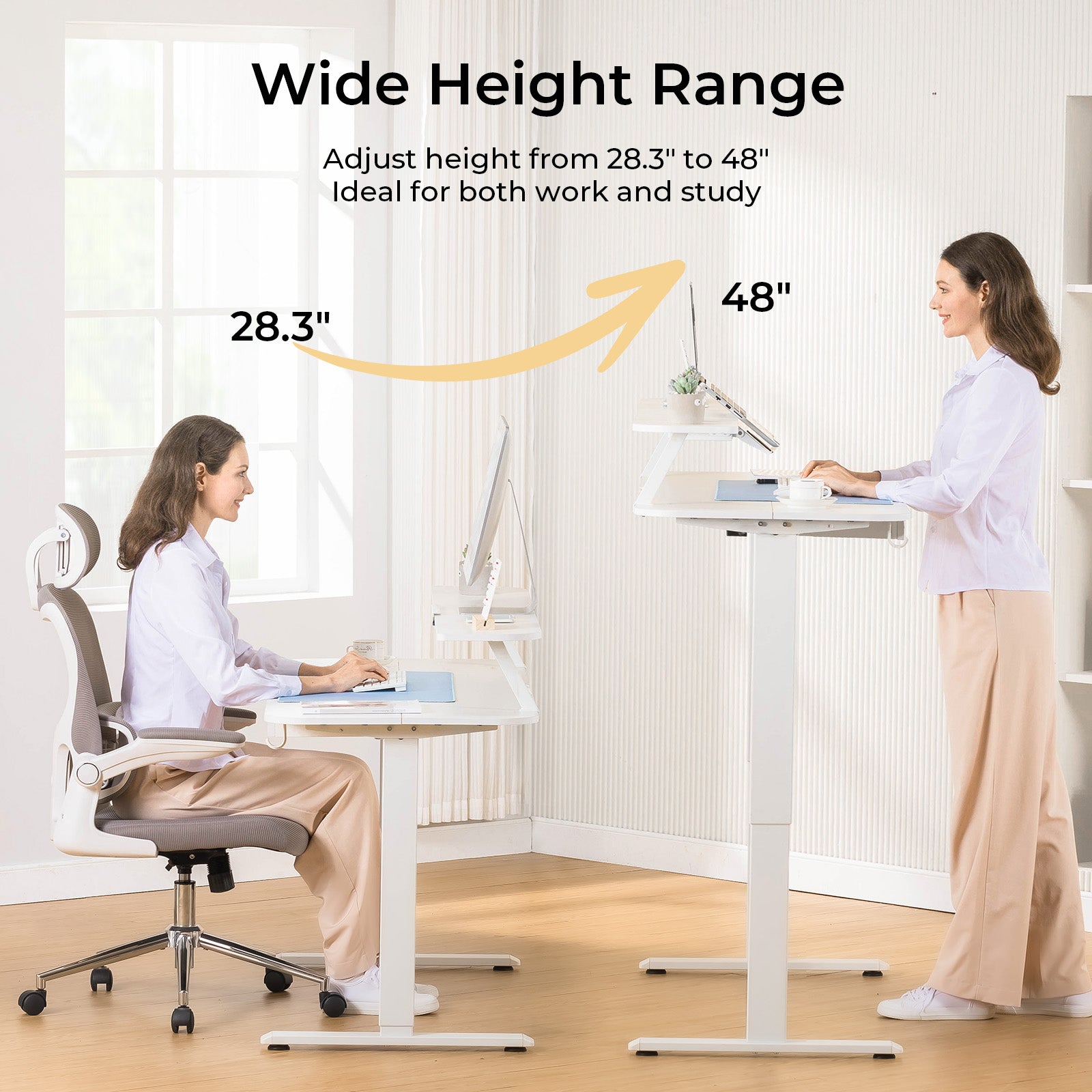 COMHOMA Electric Height Adjustable Desk with Drawers DTS118