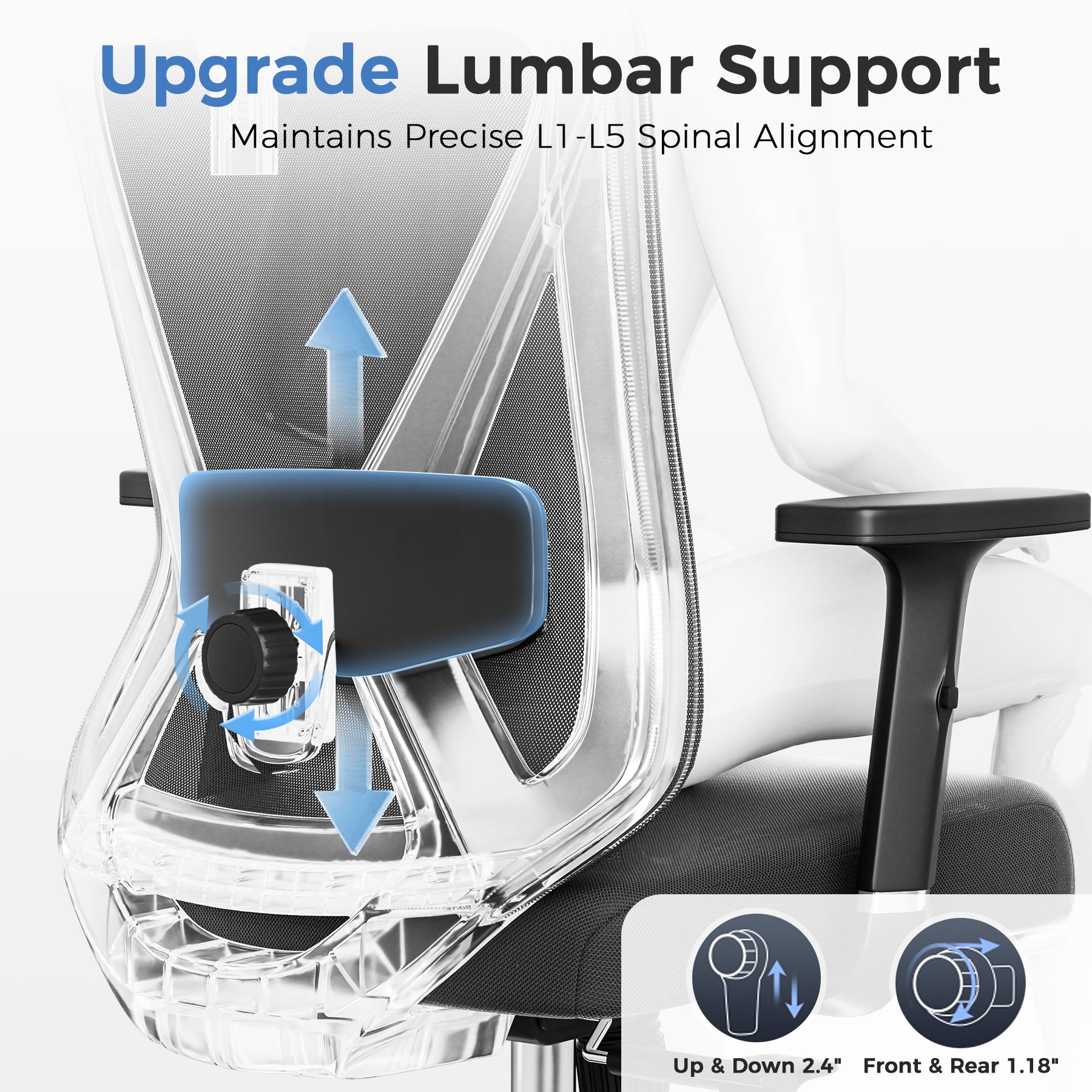 COMHOMA Mesh Office Chair Big and Tall 350 LBS CH226 (No Footrest)