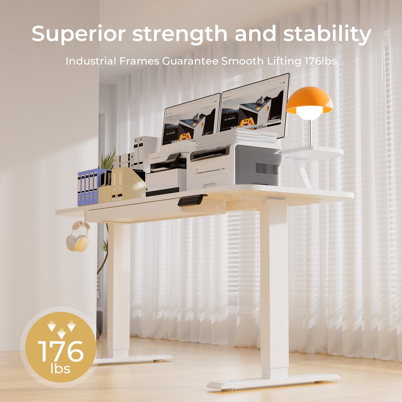 COMHOMA Electric Height Adjustable Desk with Drawers DTS118