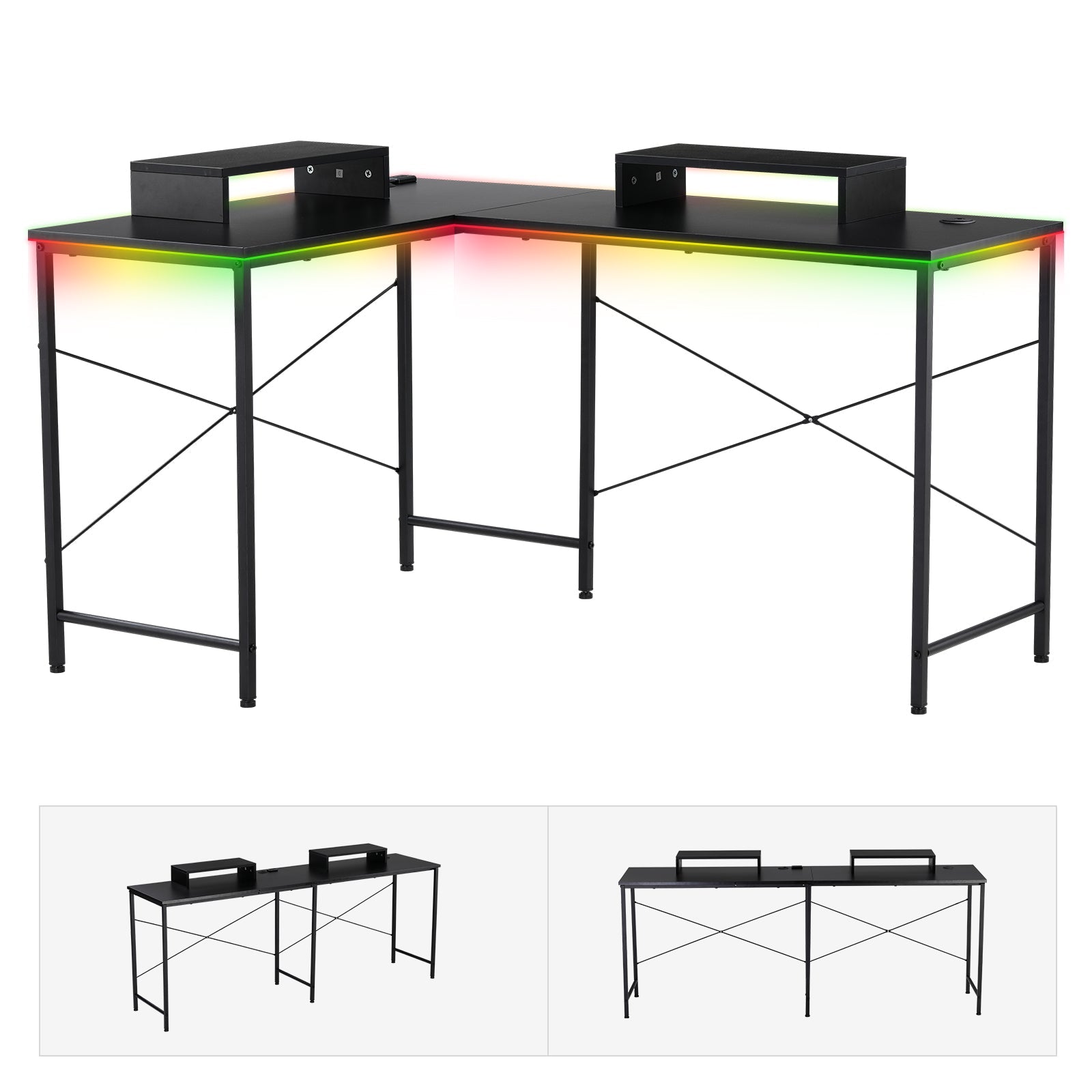 GTRACING L-Shaped RGB Gaming Desk GTZ-410