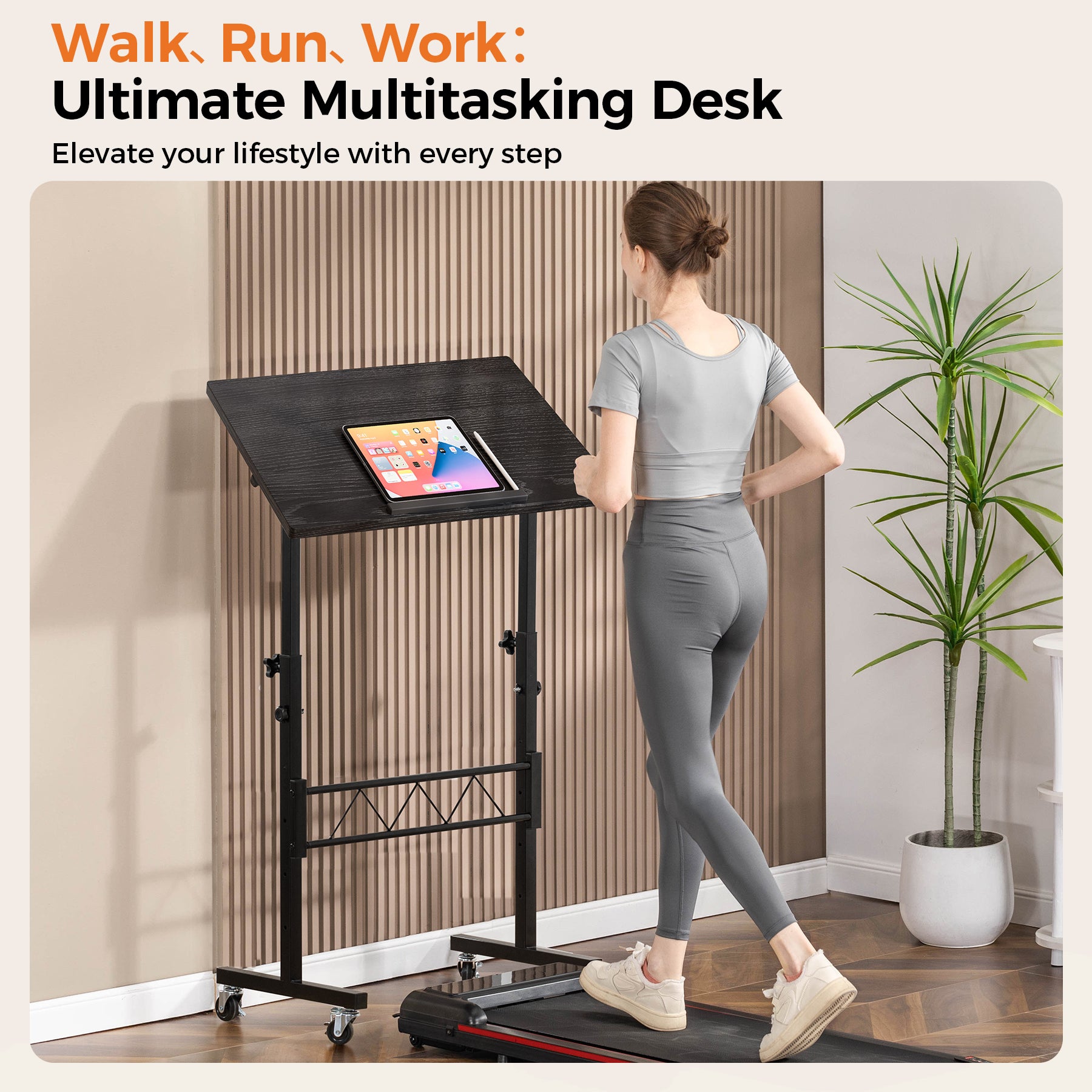 Standing Desk Adjustable Height & Tiltable Tabletop-DH005-WMT