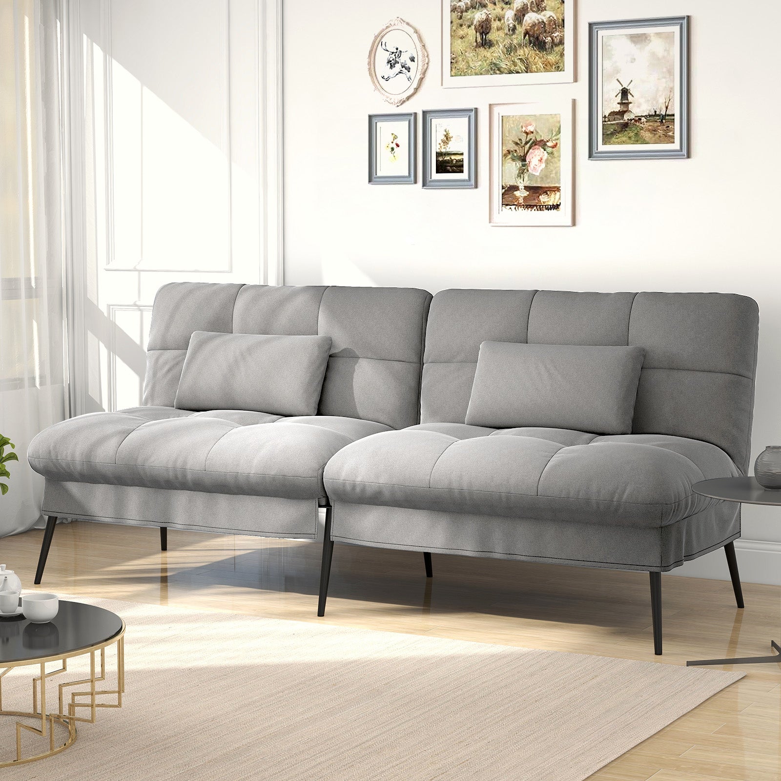 COMHOMA 72“ Convertible Futon Sofa Bed with Adjustable Backrest B001