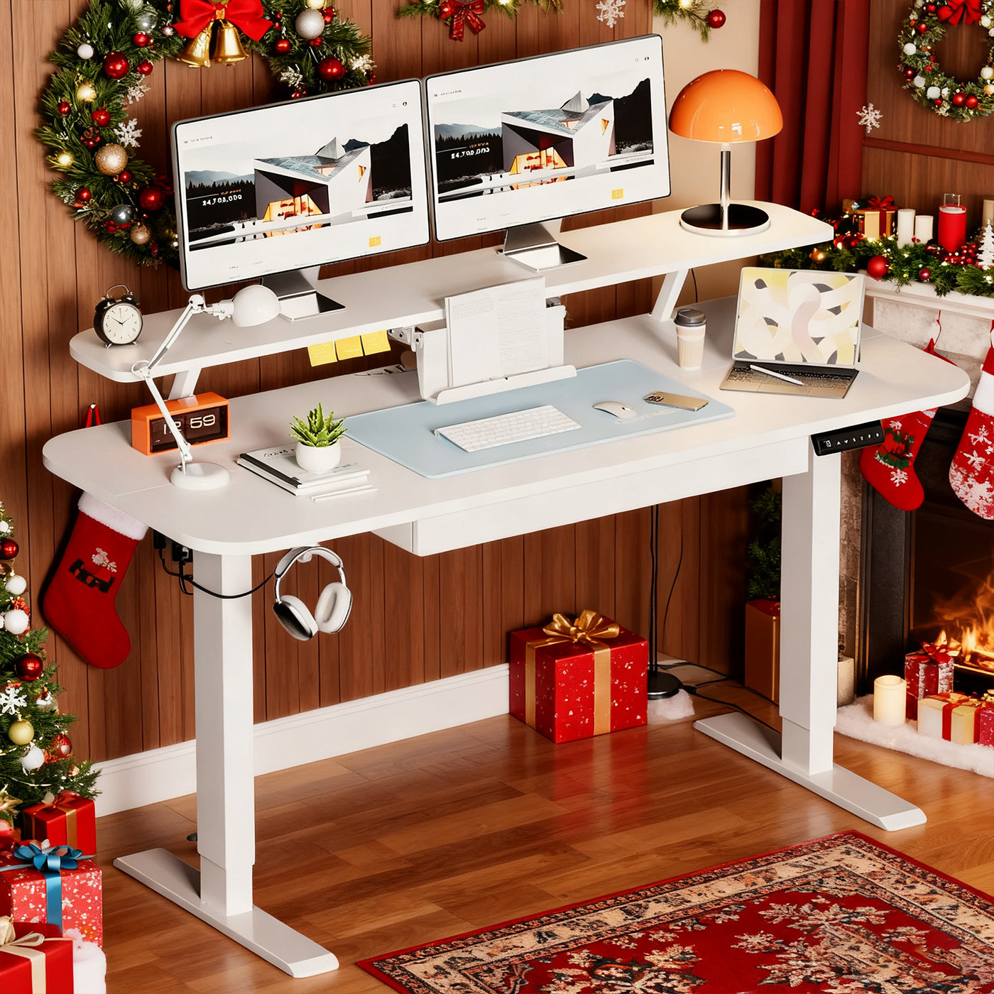 COMHOMA Electric Height Adjustable Desk with Drawers DTS118