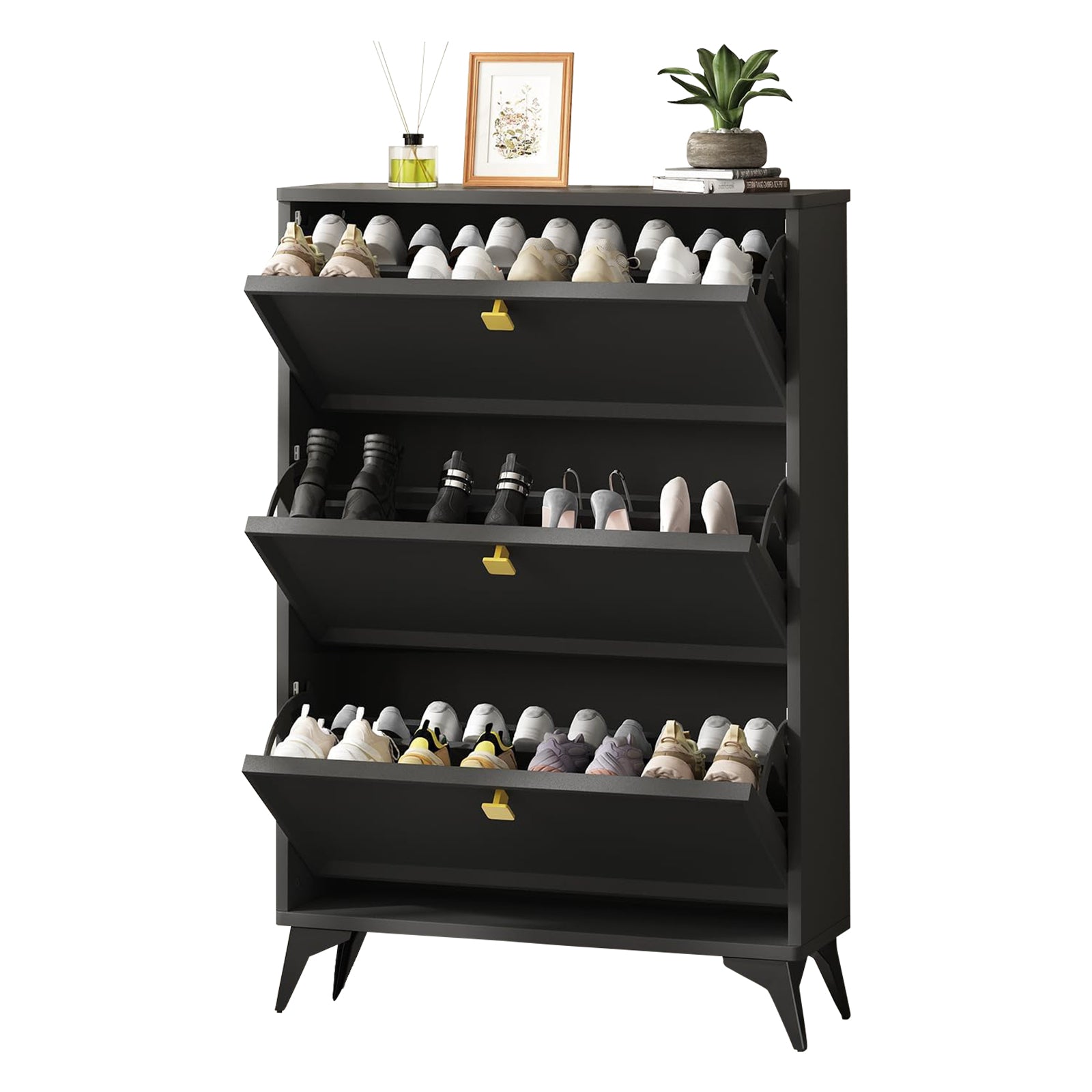 COMHOMA Shoe Storage Cabinet with 3 Flip Drawers
