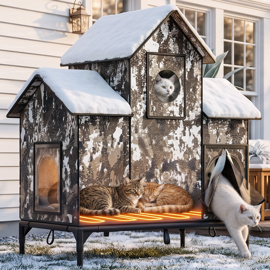 LUCKLIFE® Extra Large Heated Cat House for Outside, 100% Weatherproof, 27.9"W x 16.5"D x 32.7"H, PET07
