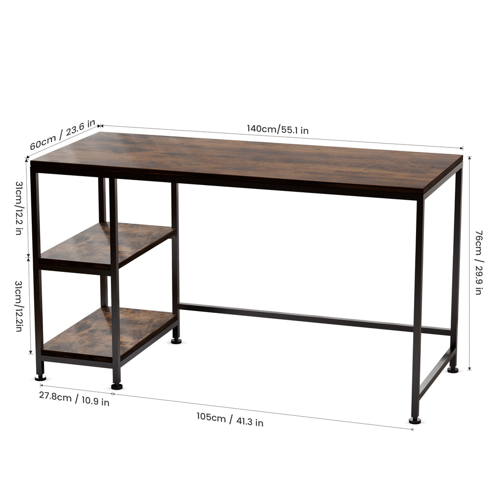 COMHOMA Computer Desk with Shelf 55" Corner Table Office Desk, Walnut