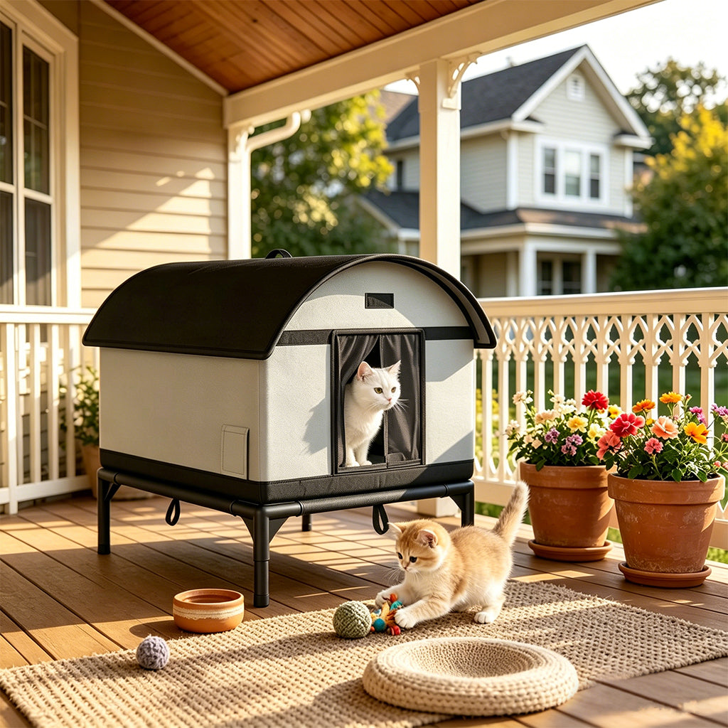 LUCKLIFE® Heated Outdoor Cat House, Weatherproof Shelter with Heating Pad, Winter Use PET06