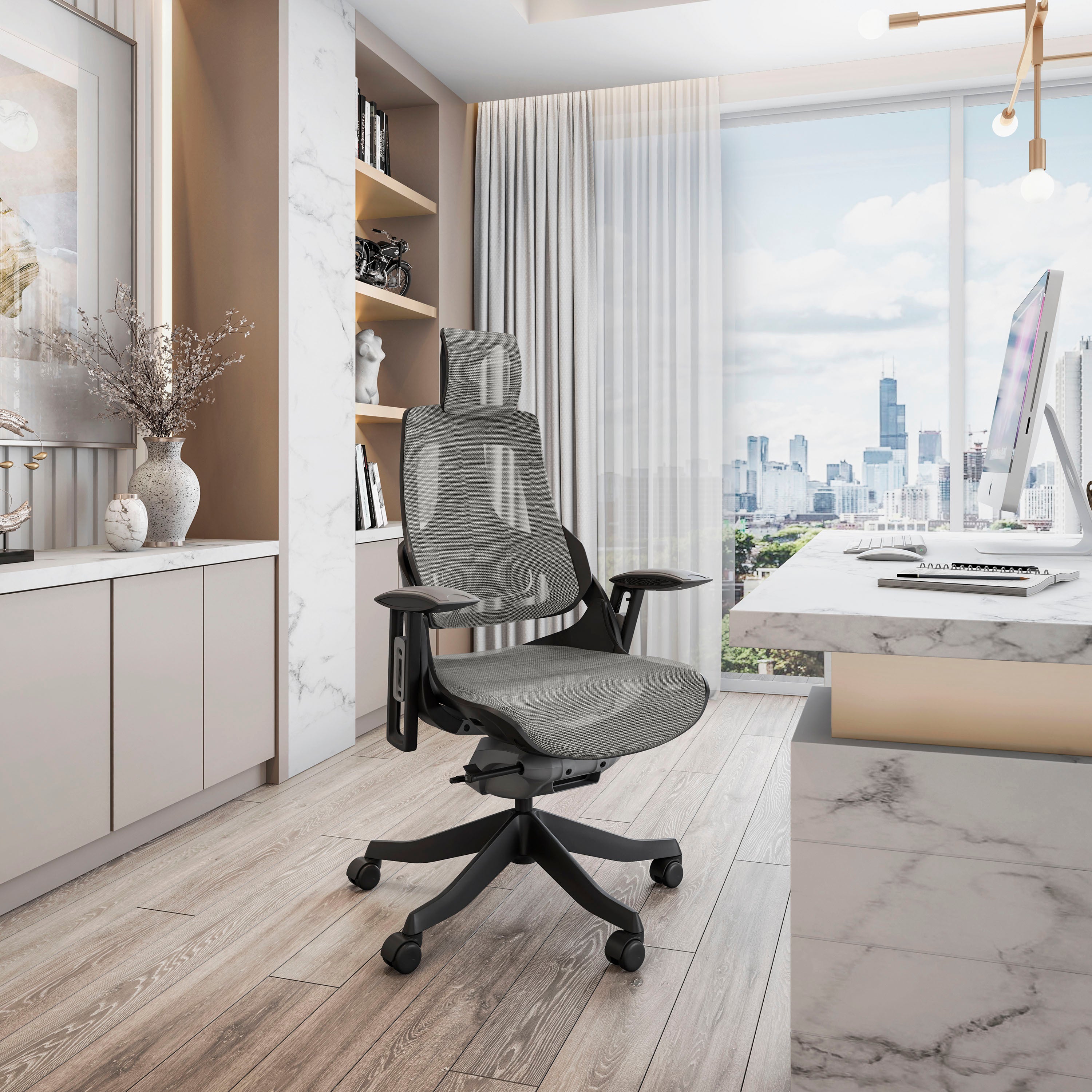 Techni Mobili LUX Ergonomic Executive Chair, Grey