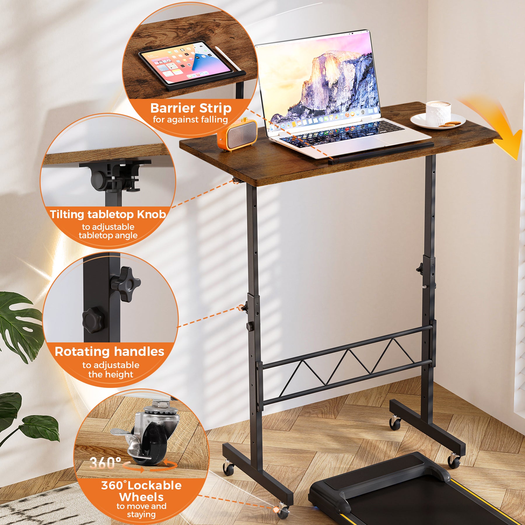 Standing Desk Adjustable Height & Tiltable Tabletop-DH005-WMT