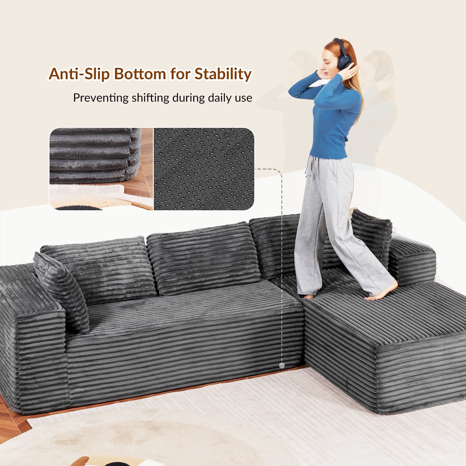 COMHOMA Cloud Sectional Couch-B10-WMT