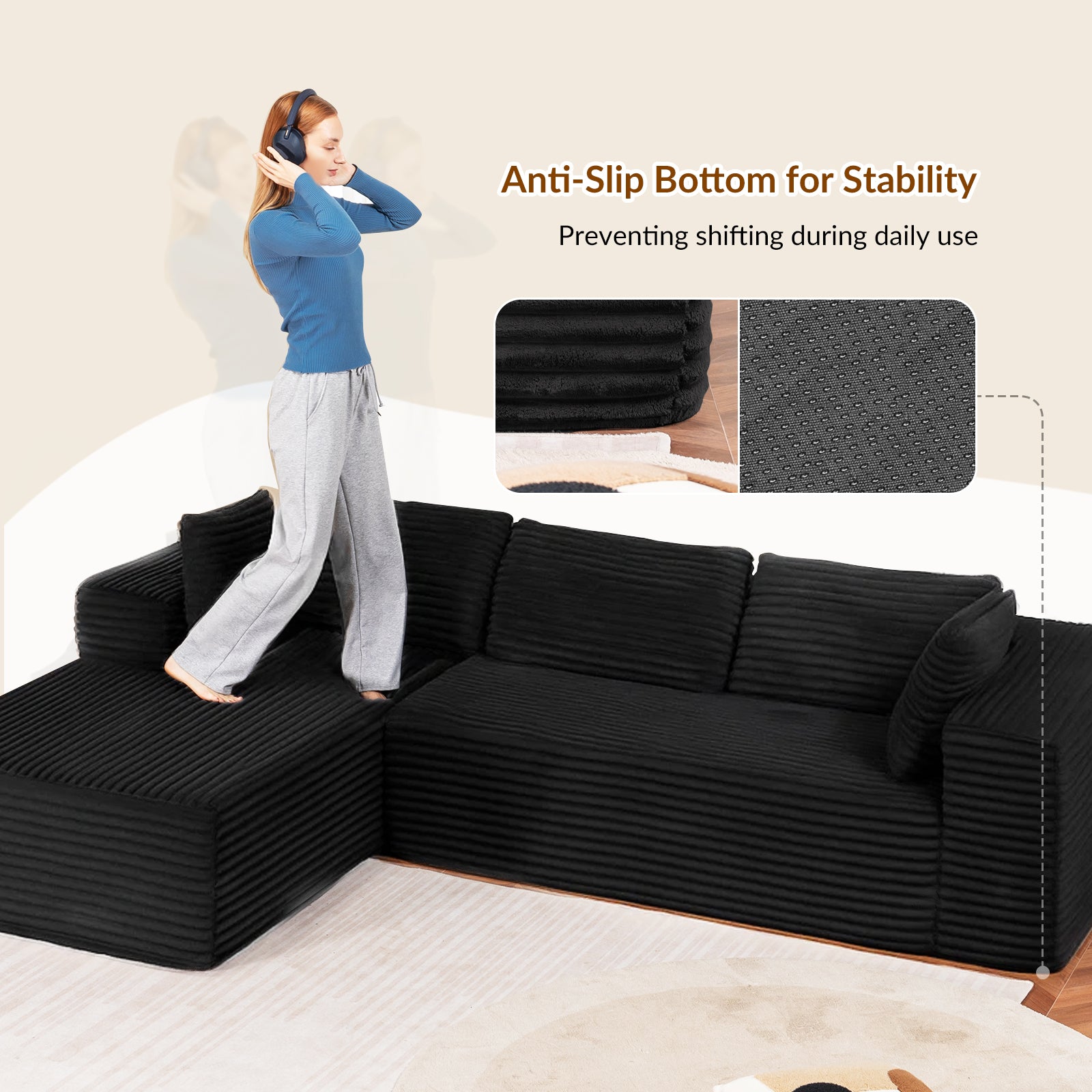 COMHOMA Cloud Sectional Couch-B10-WMT