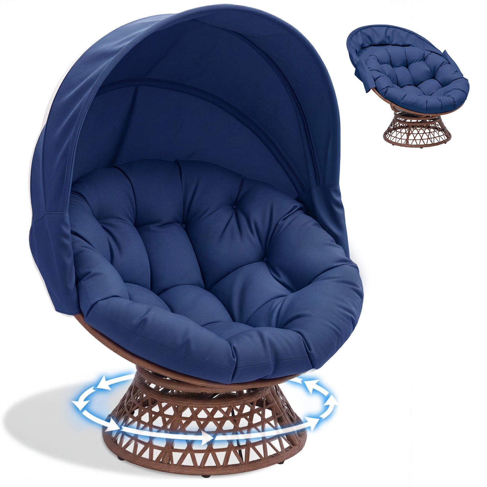 COMHOMA® Outdoor Rocking Papasan Chair, Oversized Wicker Patio Rocker OT-CH03