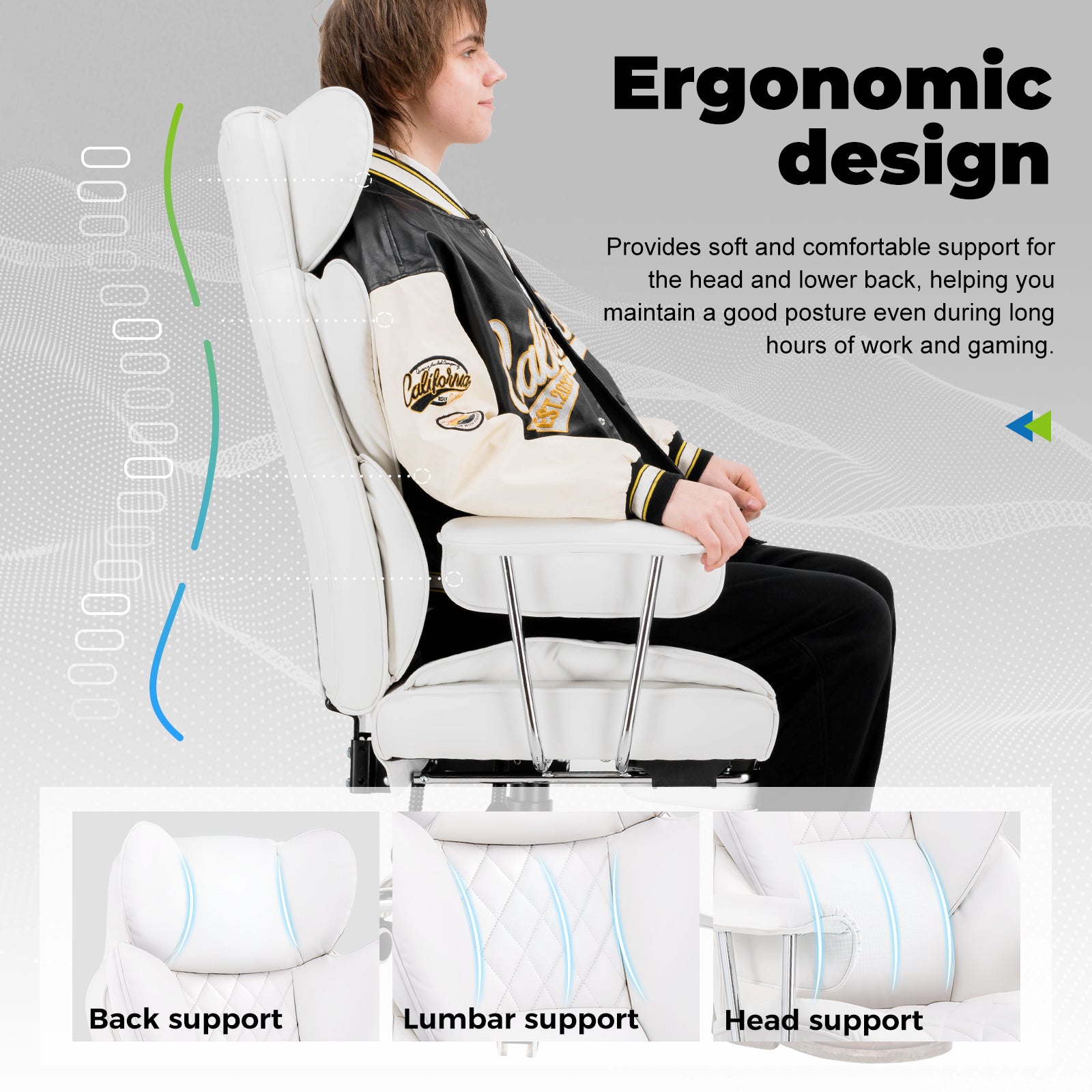 COMHOMA Big and Tall Office Chair with Lumbar Support & Adjustable Footrest GT205